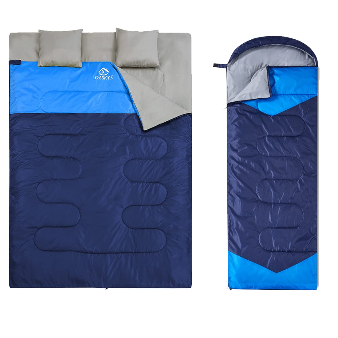 Oaskys Lightweight Waterproof Camping Sleeping Bag - Single & Double Sleeping Bags for Adults - Perfect for Hiking, Backpacking & Outdoor Adventures