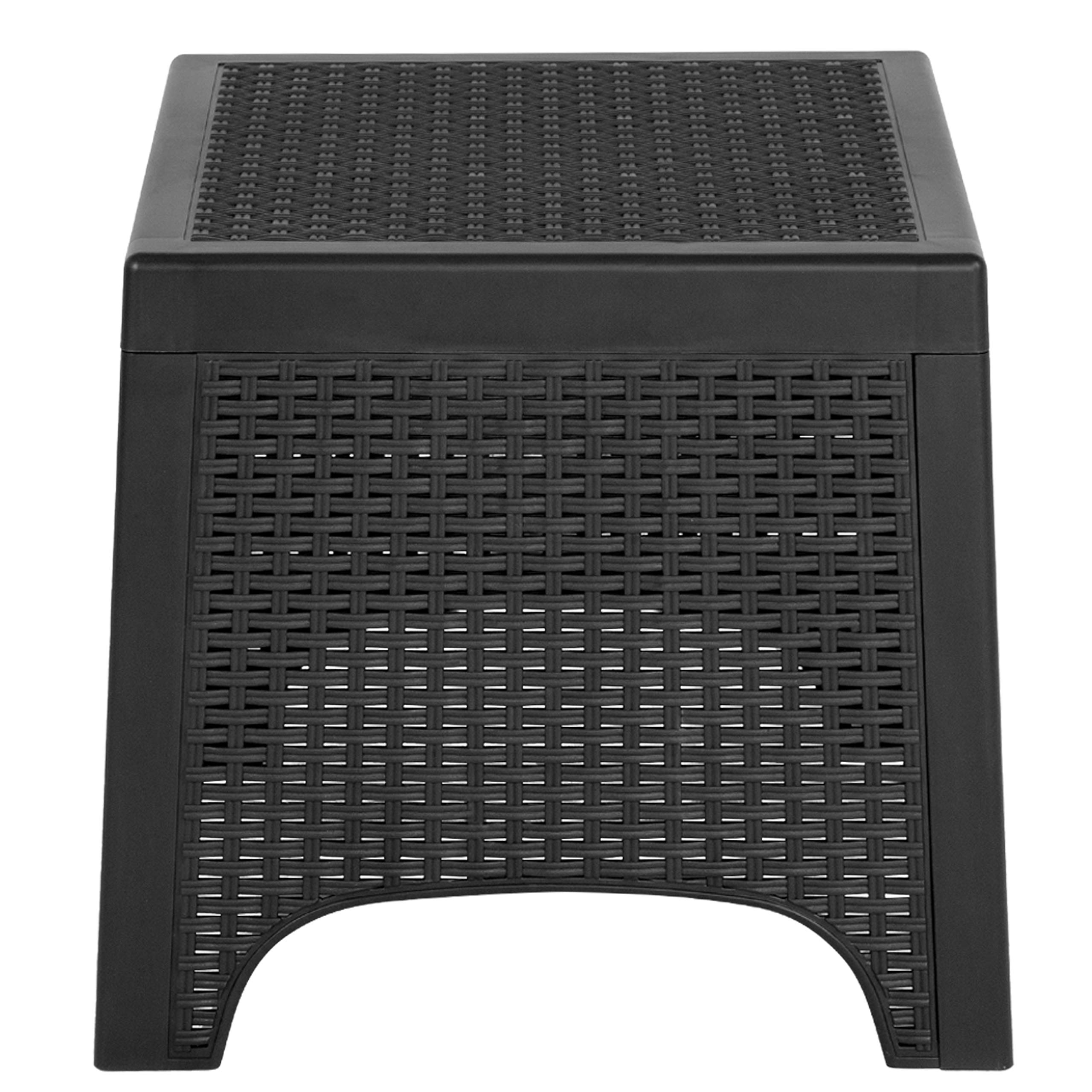Merrick Lane Lanai 3-Piece Outdoor Furniture Set - Dark Gray Faux Rattan Lounge Chairs with Matching Side Table - Durable Resin Wicker Patio Set for Poolside, Garden or Backyard Relaxation