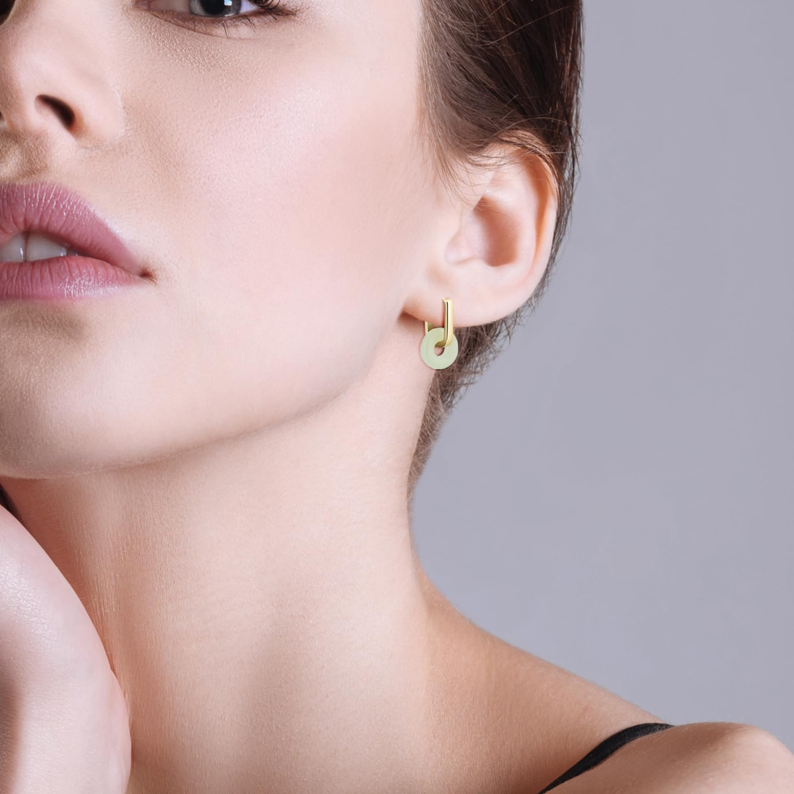 Trendy Gold Square Jade Hoop Earrings for Women - Hypoallergenic Green Jewelry, Perfect Birthday Gift | Elegant Everyday Wear & Special Occasion Accessories