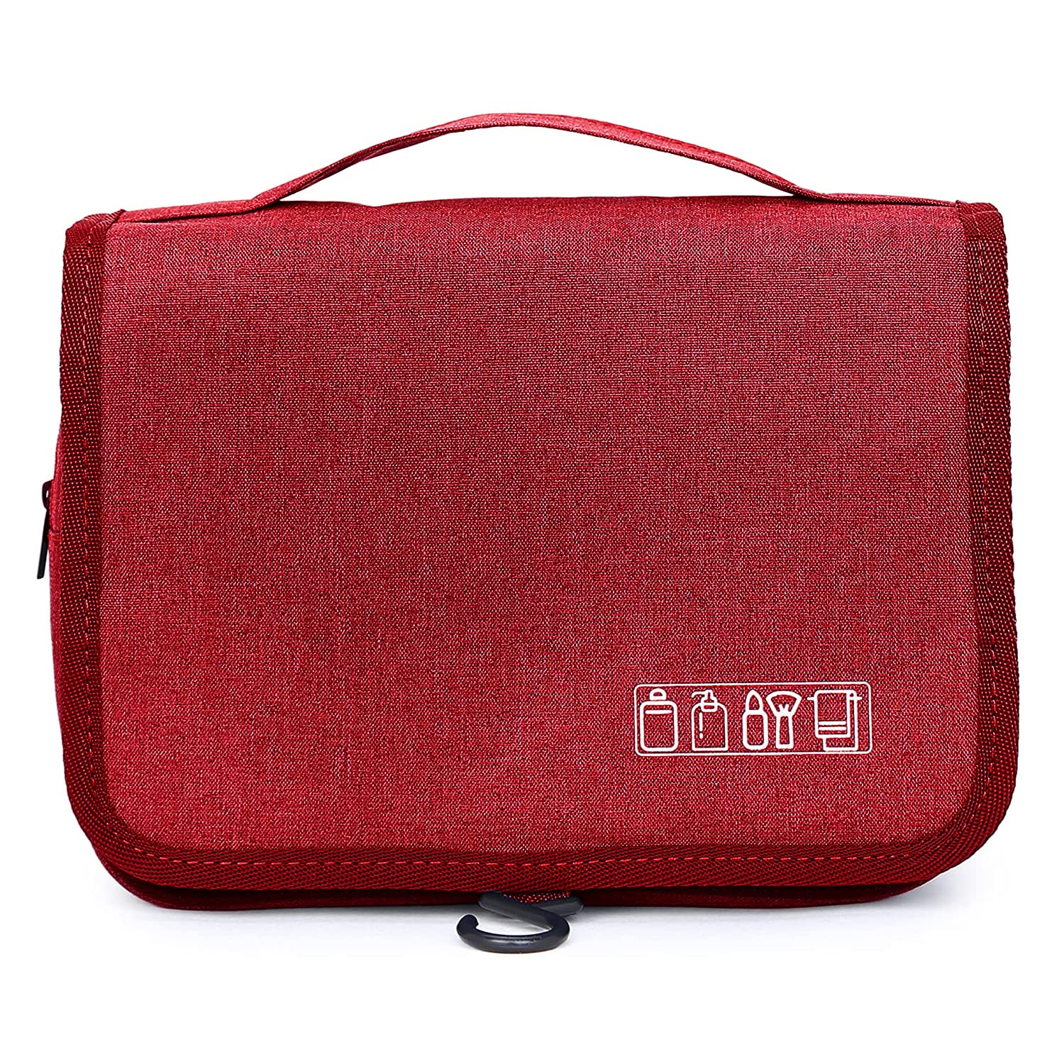 GANNEPIE Large Travel Makeup Bag for Women - Red Cosmetic Organizer for Travel & Daily Use