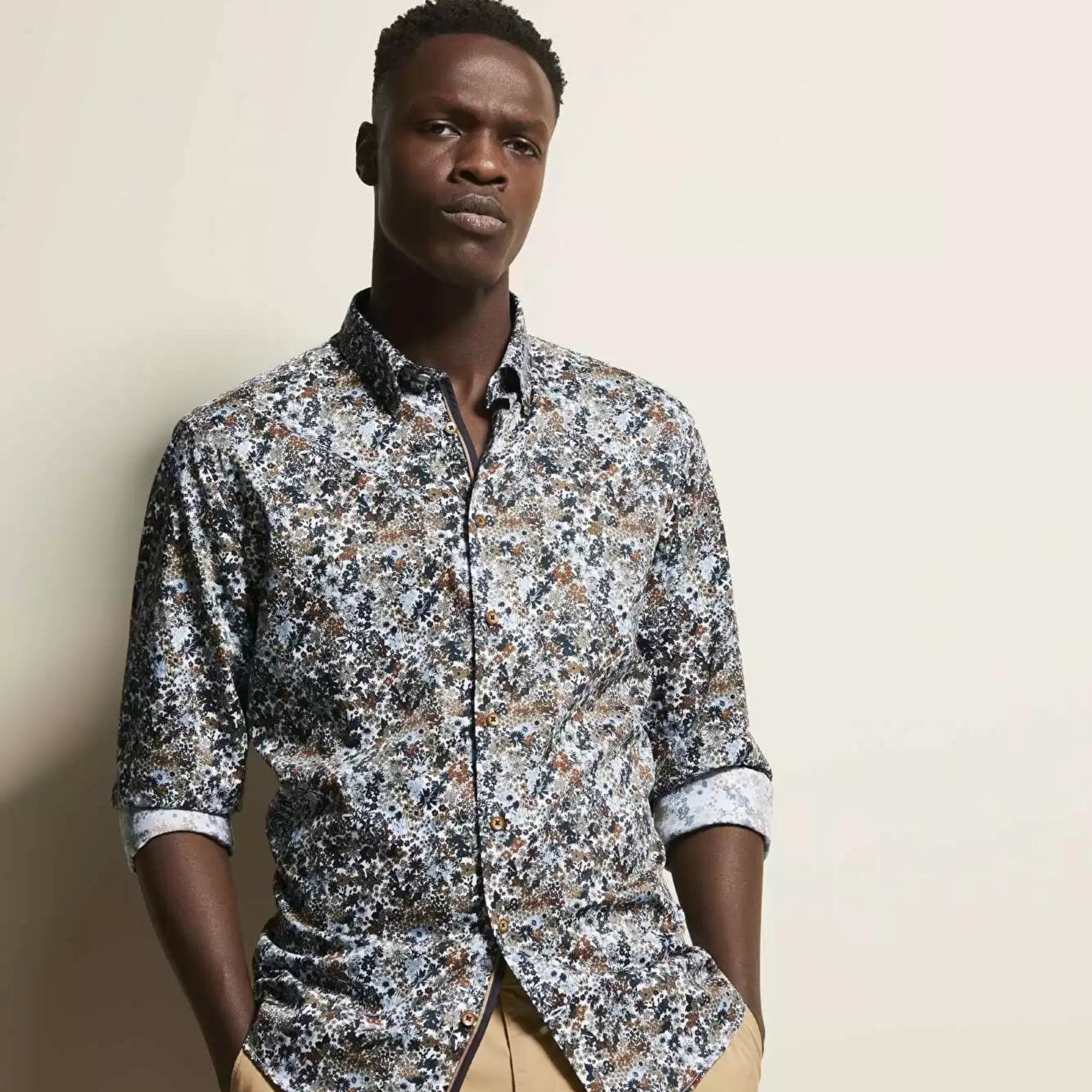 BUGATTI Printed Long Sleeve Shirt for Men - Stylish Casual Button Down Shirt with Unique Design - Perfect for Office, Party & Everyday Wear