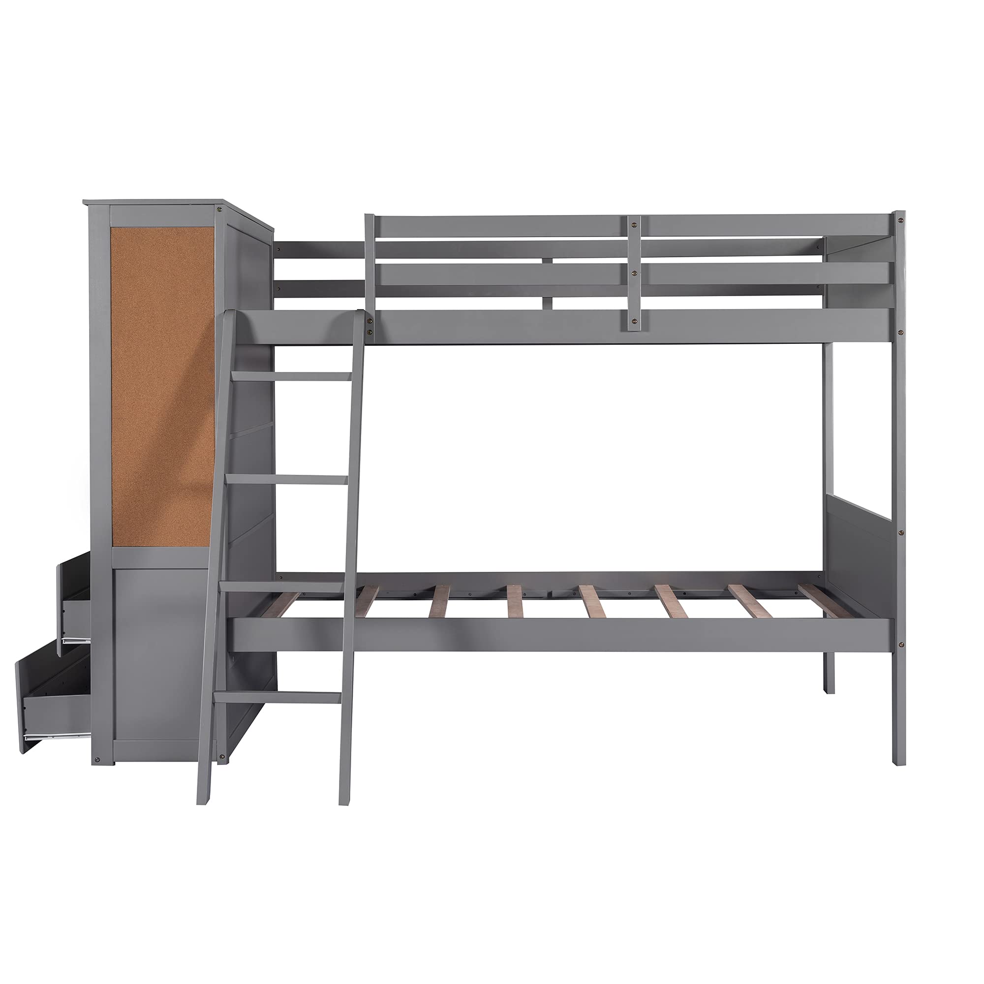 Kids Twin Over Twin Bunk Bed with Guardrails & Ladder - Space-Saving for Small Rooms