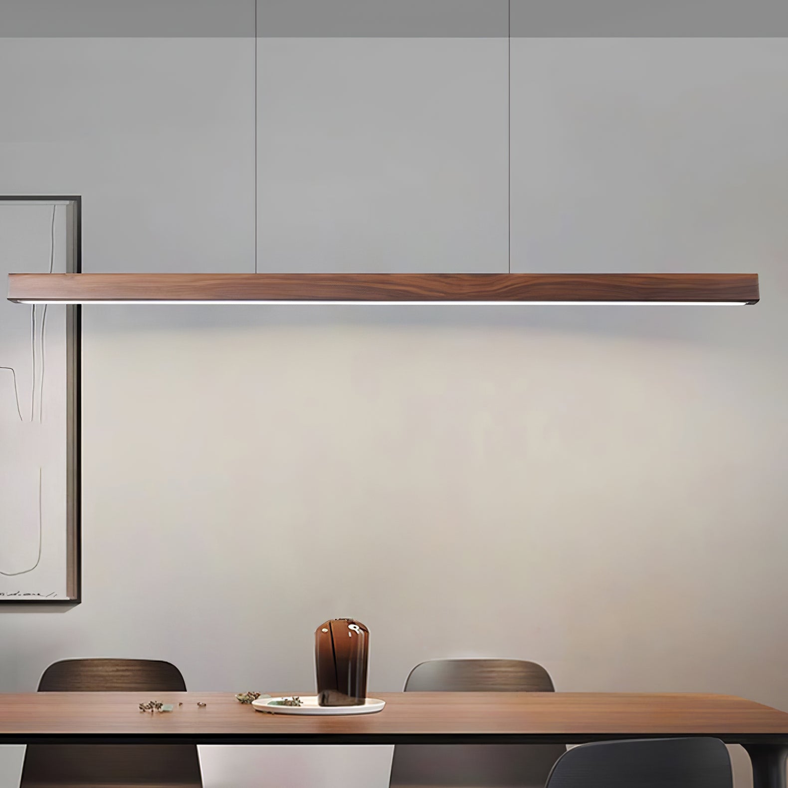 Linear Horizon Pendant Light - Modern Minimalist Ceiling Lighting Fixture for Dining Room, Kitchen Island & Bedroom Decor