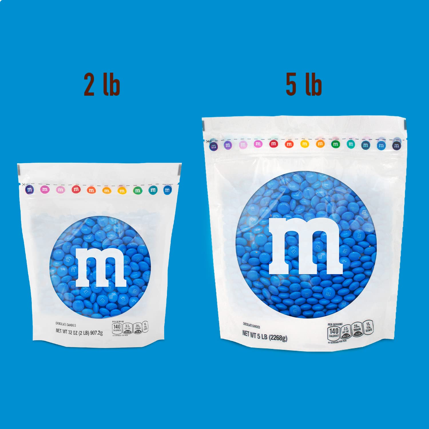 M&M'S Blue Milk Chocolate Candy Bulk - 2 lbs Resealable Bag for Parties, Graduation, Weddings, Baby Showers, Gender Reveals & Holidays | Easter, 4th of July, Birthdays & Celebrations | Sweet Treats for Events & Gifting