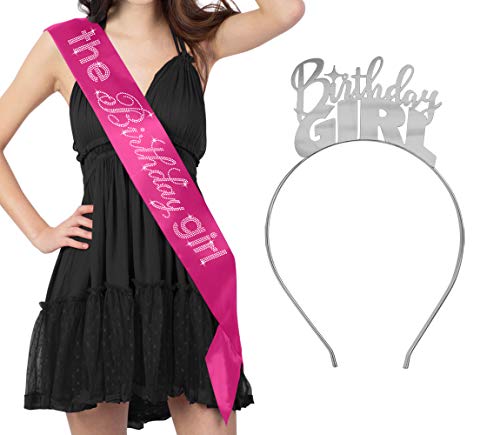 Set - Magenta Sash/Silver Headband