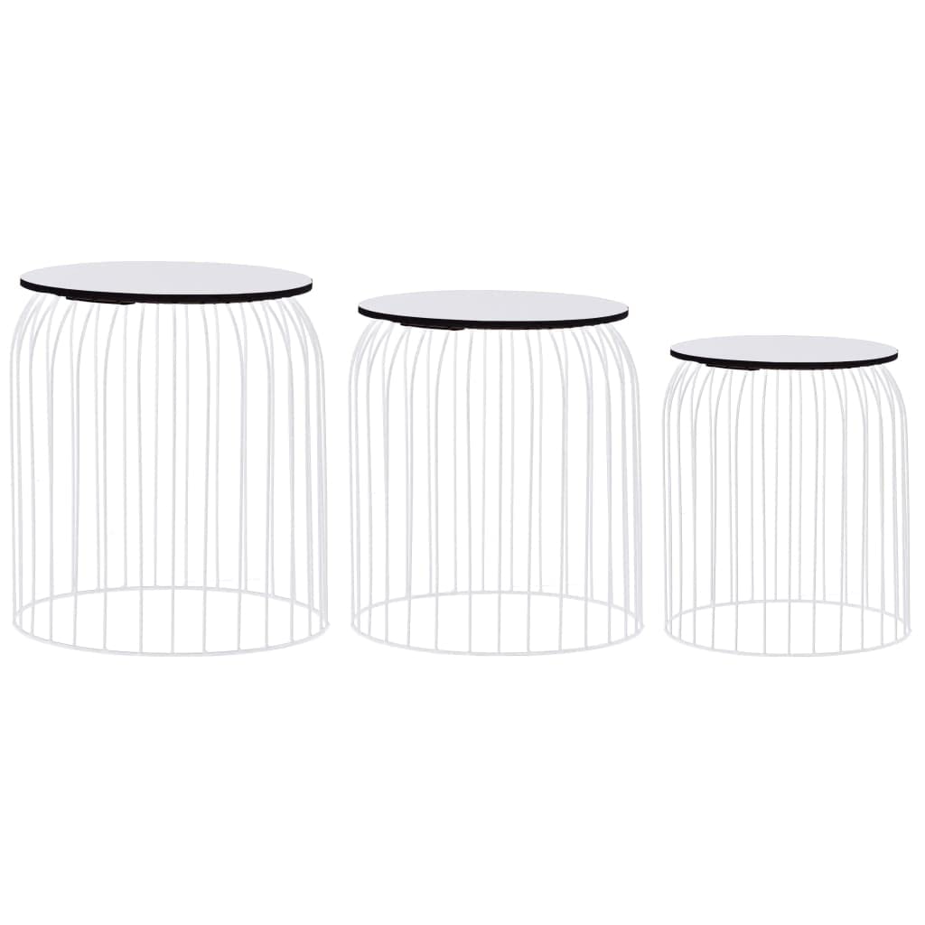 3-Piece White Coffee Table Set with Storage - Modern Living Room Decor, Couch Side Table & Bedside Table for Home Office & Bedroom - Space-Saving Furniture for Small Apartments & Cozy Spaces