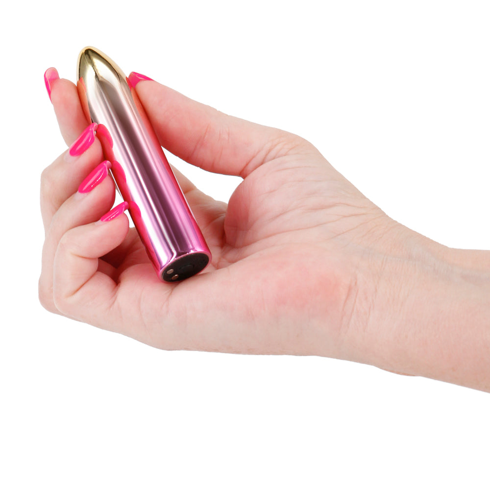 Chroma Rechargeable Tapered Metallic Mini Vibrator - Medium Size Personal Massager for Women, Perfect for Stress Relief & Intimate Moments at Home or Travel