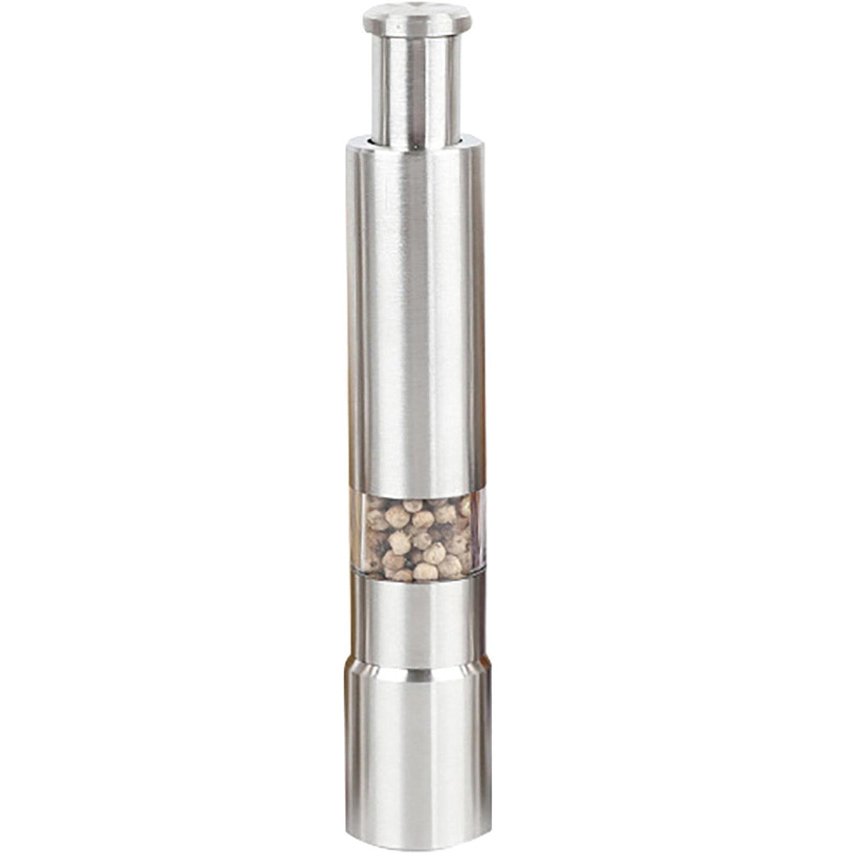 Premium Stainless Steel Salt and Pepper Grinder Set - Adjustable Coarseness, One-Hand Operation with Thumb Push Button - Ideal for Himalayan Salt, Sea Salt & Peppercorns - Perfect for Kitchen, Dining Table & Gourmet Cooking (2-Piece Set)