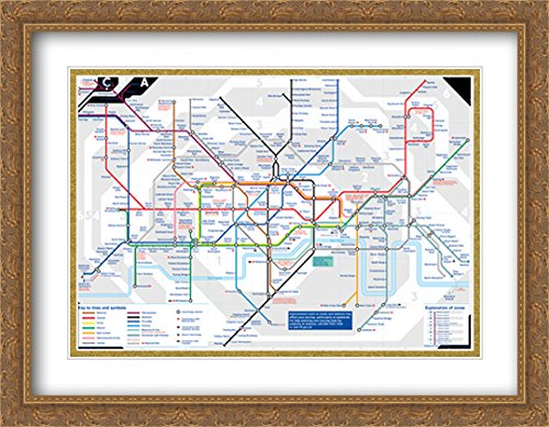 London Underground Map 2X Matted 40x28 Large Gold Ornate Framed Art Print | Vintage Tube Poster | Home & Office Wall Decor | Perfect for Travel Enthusiasts & British Theme Rooms