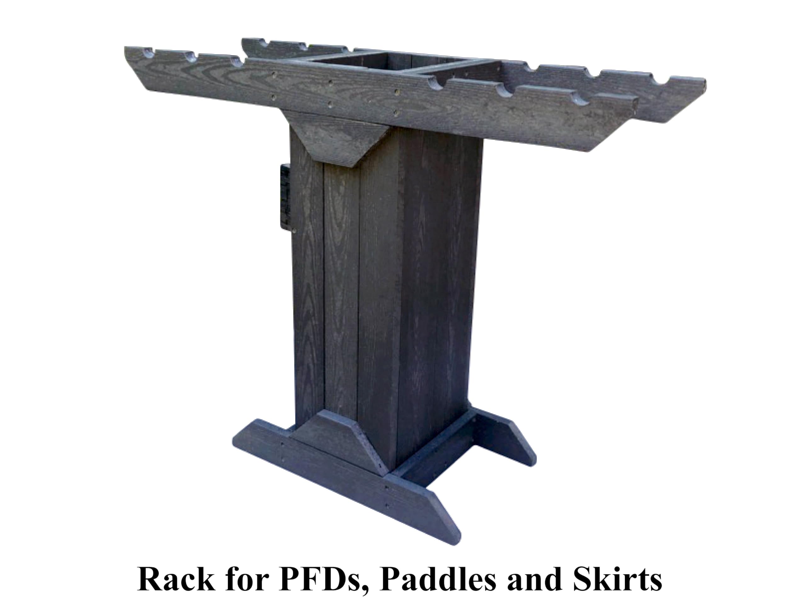 Recycled Poly PFD and Paddle Storage Rack - Freestanding Kayak SUP Canoe Organizer for Garage, Boat House, Dock - Indoor Outdoor Water Sports Gear Storage Solution for Kayaking, Paddleboarding & Canoeing