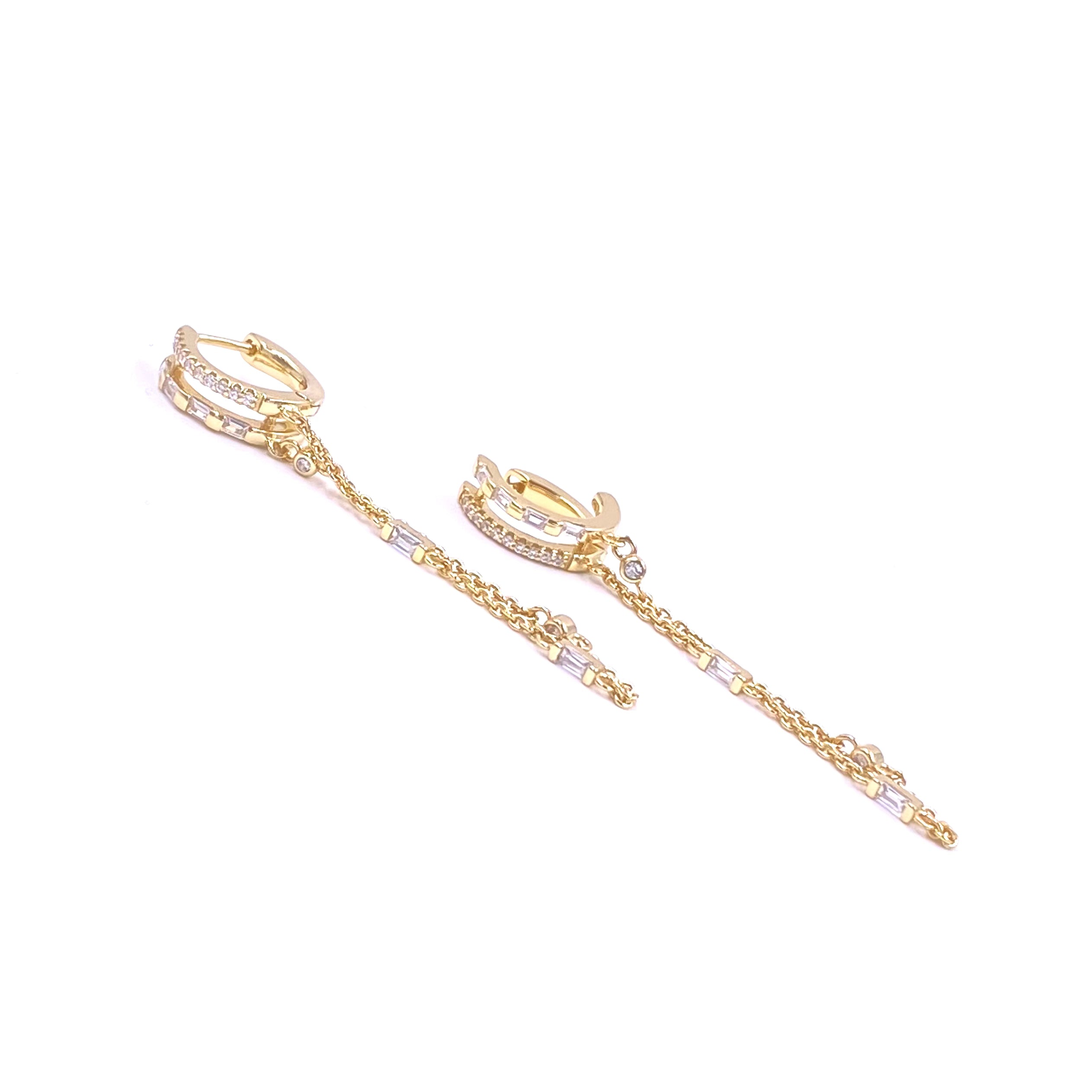 Sterling Silver Gold Plated CZ Hoop Drop Earrings for Women - Elegant Dangle Earrings for Party, Wedding & Everyday Wear