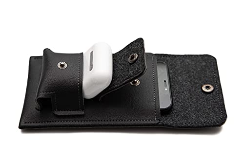 Handmade Leather iPhone 13/13 Pro & AirPods Pro Belt Holster Case - Durable Phone Pouch for Running, Hiking & Outdoor Activities