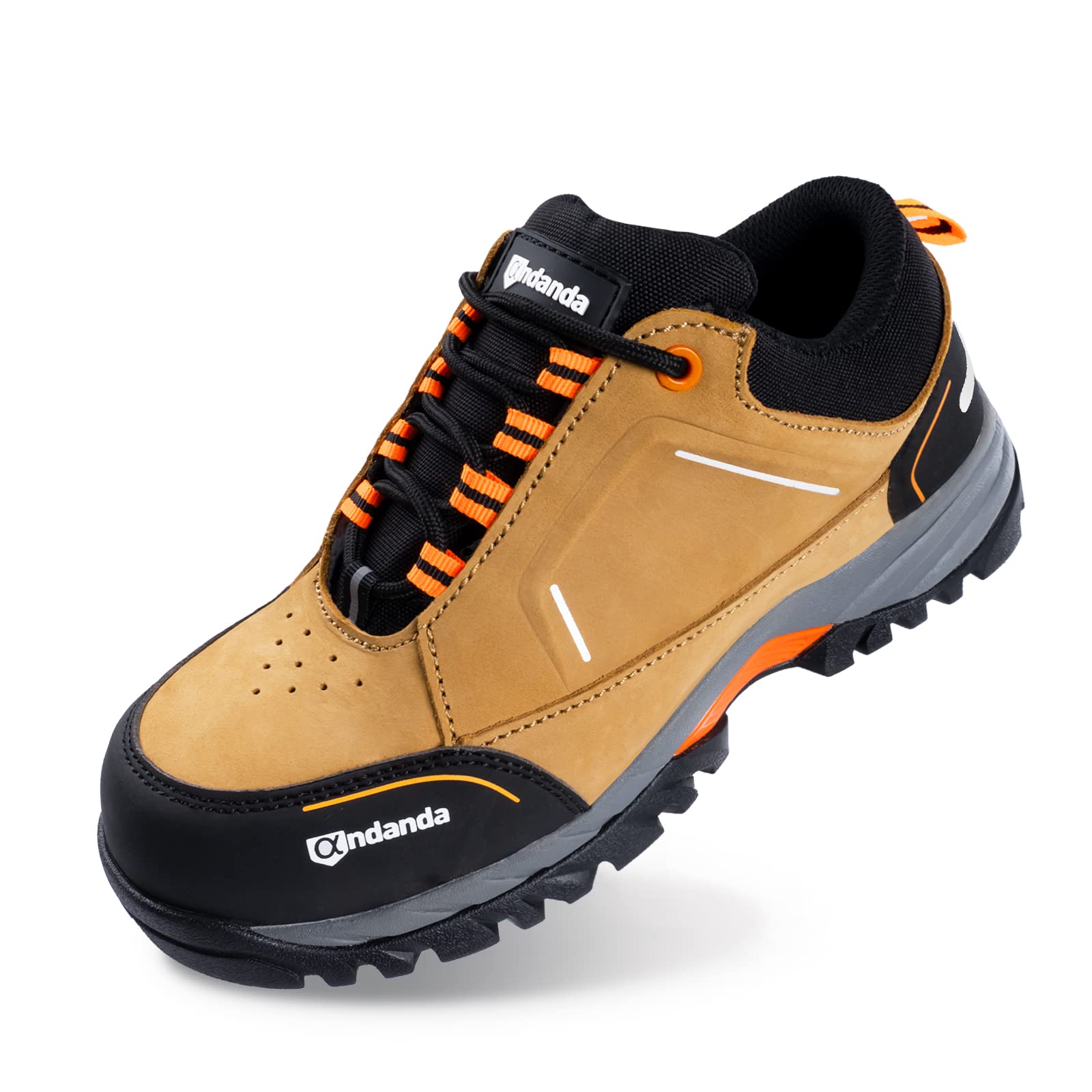 ANDANDA Men's Puncture Proof Leather Work Boots - Indestructible Composite Toe Safety Shoes with Non-Slip Sole | Perfect for Construction, Hiking & Outdoor Work