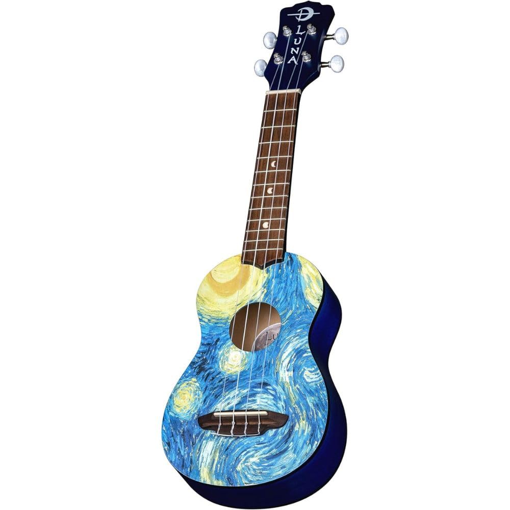 Luna Guitars Starry Night 4-String Soprano Ukulele with Gig Bag - Premium Beginner Ukulele Kit for Adults & Kids - Perfect for Travel, Beach, Camping & Music Lessons (UKE STR S)