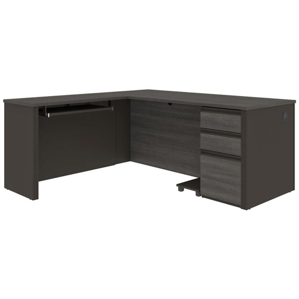 Atlin Designs 4-Piece L-Shaped Computer Desk in Bark Gray & Slate - Home Office Workstation for Gaming, Study & Remote Work
