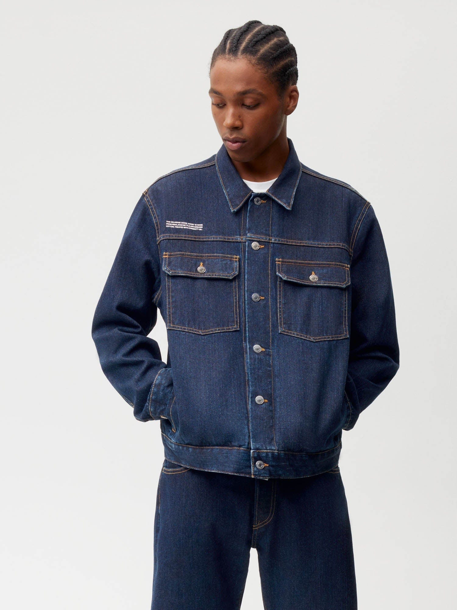 Men's Nettle Denim Jacket - Rinse Wash Distressed Style | Casual Outerwear for Streetwear & Fall Layering