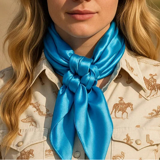 35X35 Solid Aqua Wild Scarf - Premium Cotton Bandana for Cowboy, Outdoor & Western Fashion - Perfect for Rodeo, Horse Riding & Country Style Accessories