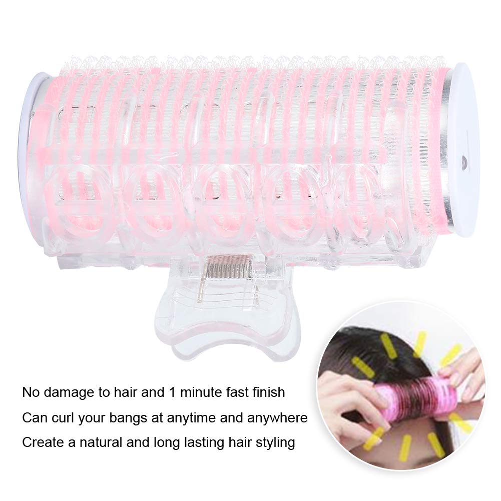 YUYTE Pink Ceramic Flocked Hair Rollers with USB Instant Heat - Portable Curling Iron for Bangs & DIY Hairstyling - Perfect for Travel, Home Use, and Salon Styling