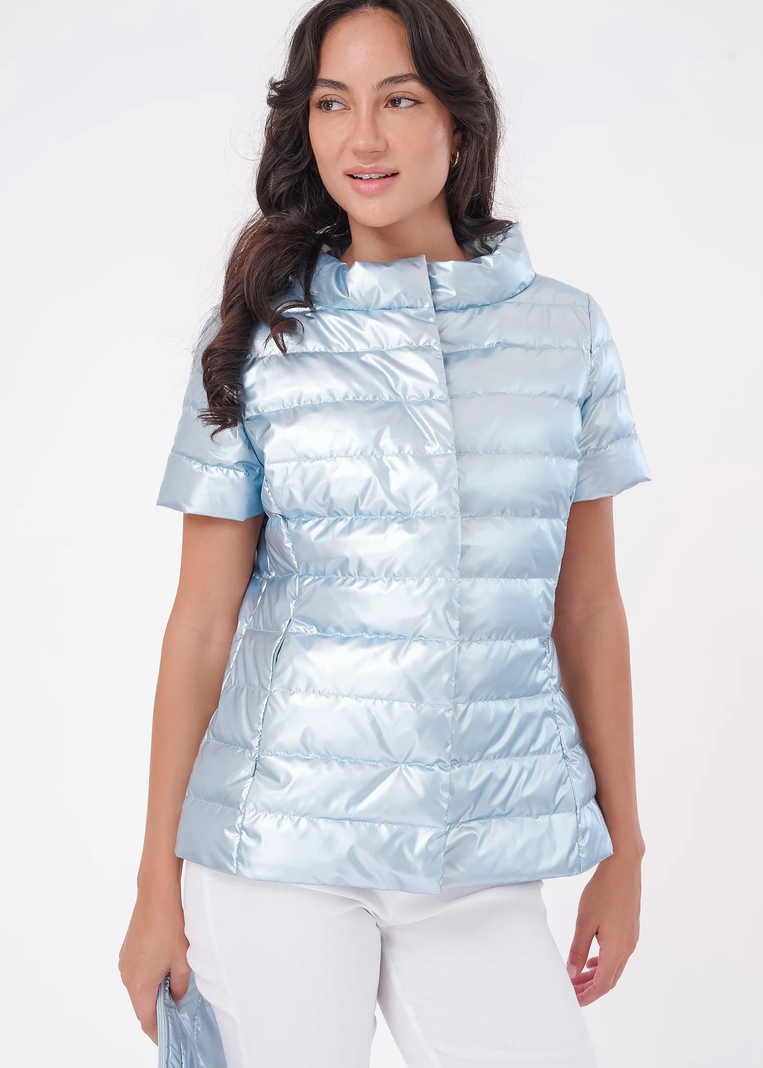 Ice Blue Short Sleeve Anorak Jacket - Lightweight Water-Resistant Windbreaker for Outdoor Hiking & Casual Wear