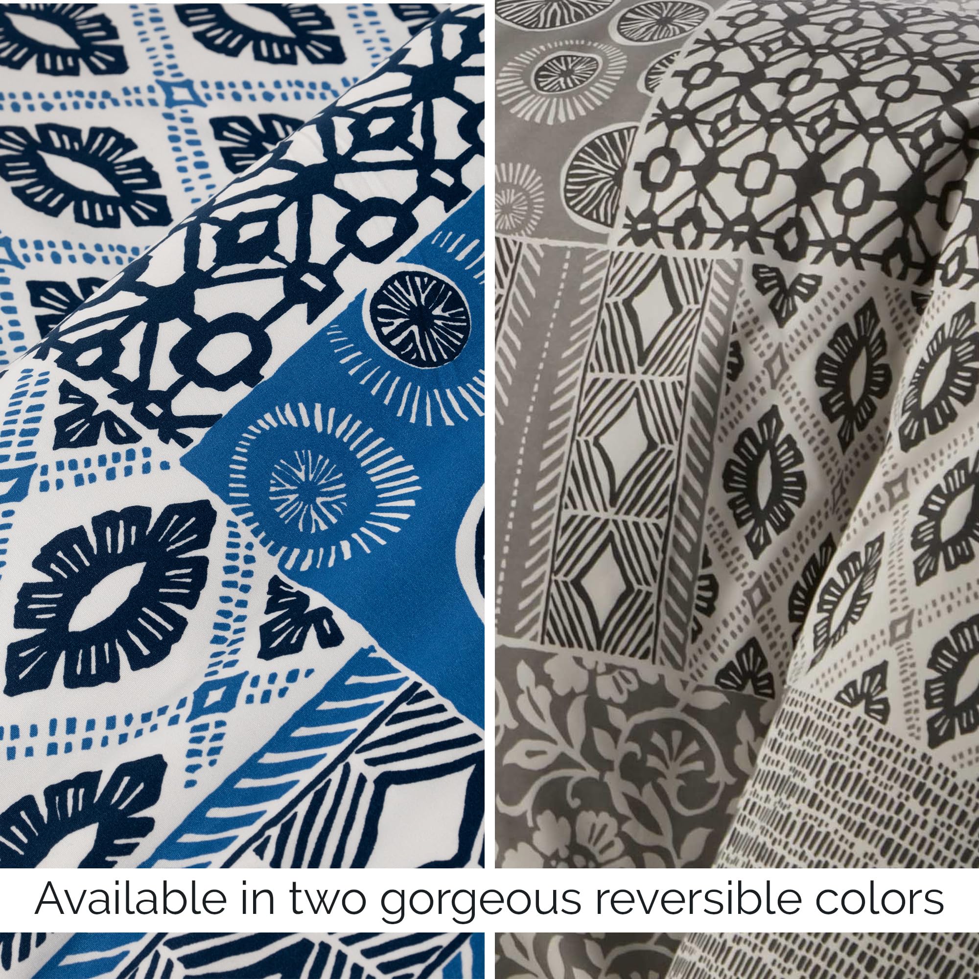 Reversible Twin/XL Comforter Set with Pillow Sham - Soft Microfiber Blue & White Patchwork Quilt | Down Alternative Bedding for Teens & Guest Rooms | Southshore Fine Living