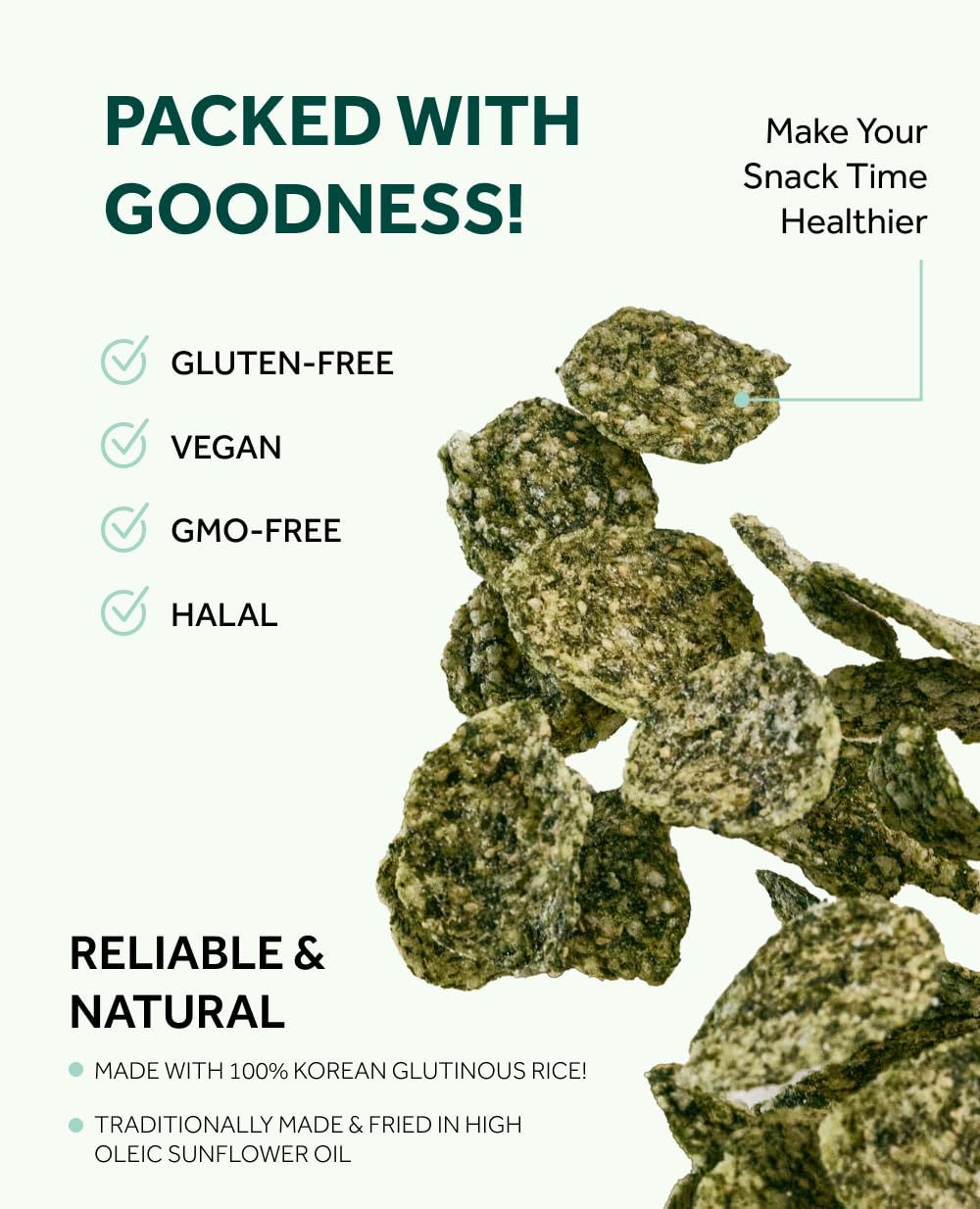 C-Weed Snack Dashima Bugak Bite Size Seaweed Chips 5.29oz | Low Calorie Korean Seaweed Snacks | Vegan & Gluten-Free | Healthy Crispy Seaweed Chips for Adults & Kids | Perfect for Office Snacks, School Lunches & Movie Nights