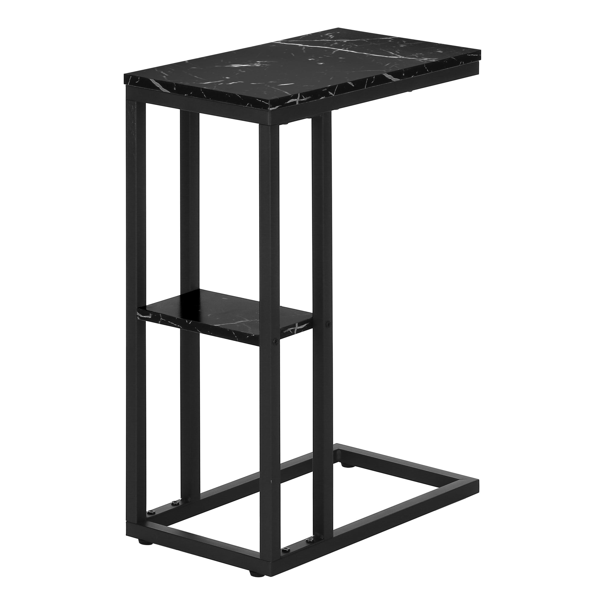 Elegant Black Marble Accent Table with Black Metal Frame - 25 Inch Height - Perfect for Living Room, Bedroom, or Office Decor