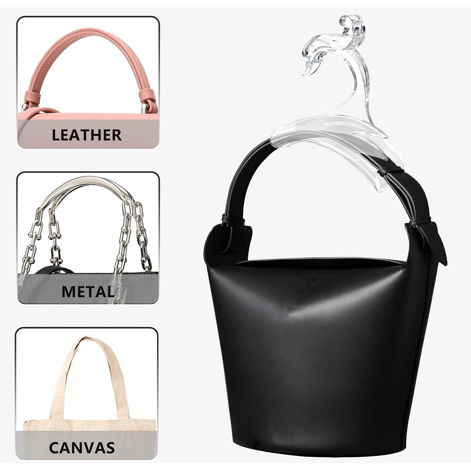 Besser 4-Piece Acrylic Purse Hanger Organizer Set - White | Handbag & Closet Storage Solution | Protects Bag Shape & Maximizes Space | Perfect for Walk-in Closets, Dressing Rooms & Travel Luggage Organization