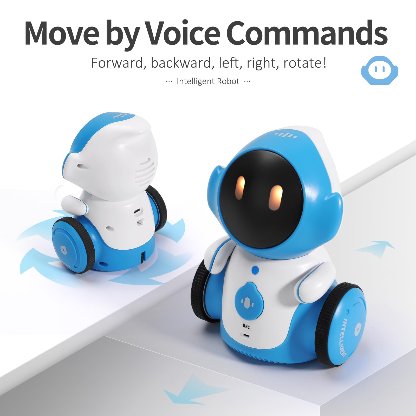GILOBABY Rechargeable Smart Talking Robot Toy for Kids Ages 6+, Voice Controlled Touch Sensor with Singing Dancing Recording Repeat Functions - Interactive Educational Birthday Gift for Boys & Girls (Blue) | STEM Learning, Party Entertainment & Playtime Companion