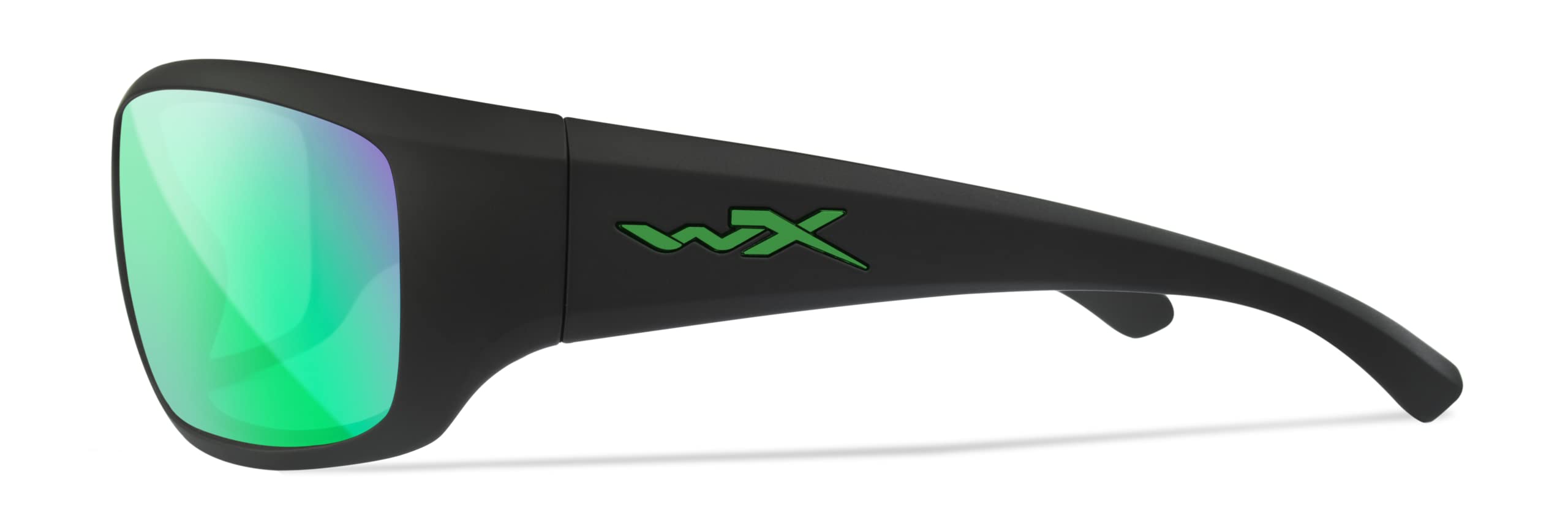 Wiley X WX Omega Jacob Wheeler Signature Series Polarized Sunglasses - ANSI Z87.1 Safety Rated, UV Protection for Men & Women - Matte Black Frames with Green Mirror Lenses - Perfect for Fishing, Boating & Outdoor Sports