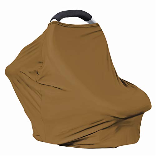 JOAIFO Solid Color Nursing Cover - Ultra Soft Stretchy Breastfeeding Cover for Car Seat, Stroller & Baby Carrier | Multi-Use Infant Canopy for Privacy & Comfort | Perfect Nursing Gift in Brown | Ideal for On-the-Go Moms, Travel & Outdoor Feeding