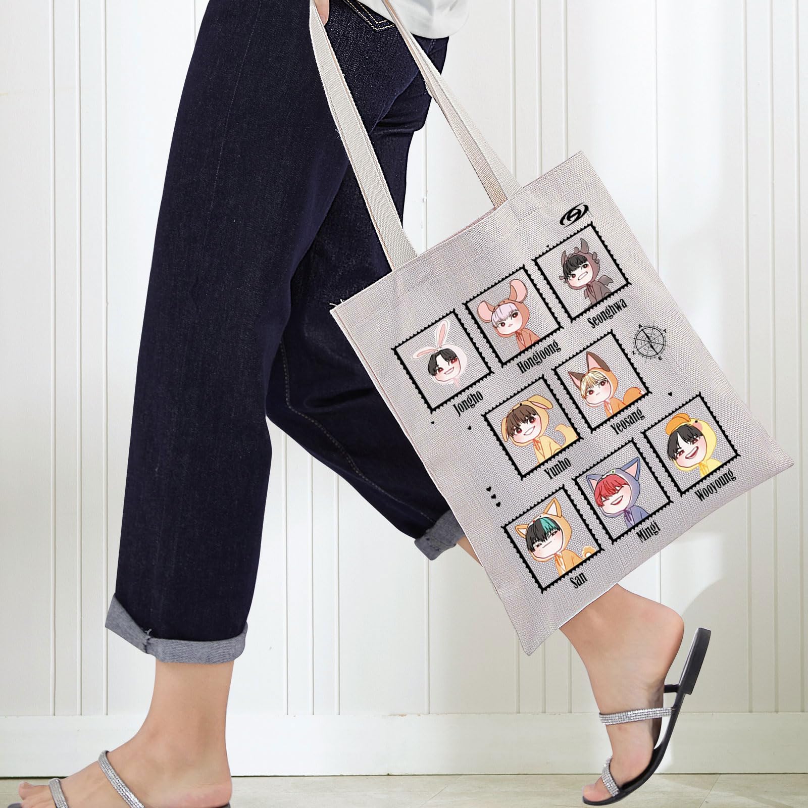 BWKTOP K-Pop Music Group Tote Bag - Cute Canvas Shoulder Bag for Fans | Official K-Pop Band Merchandise Gift | Perfect for Concerts, School & Shopping