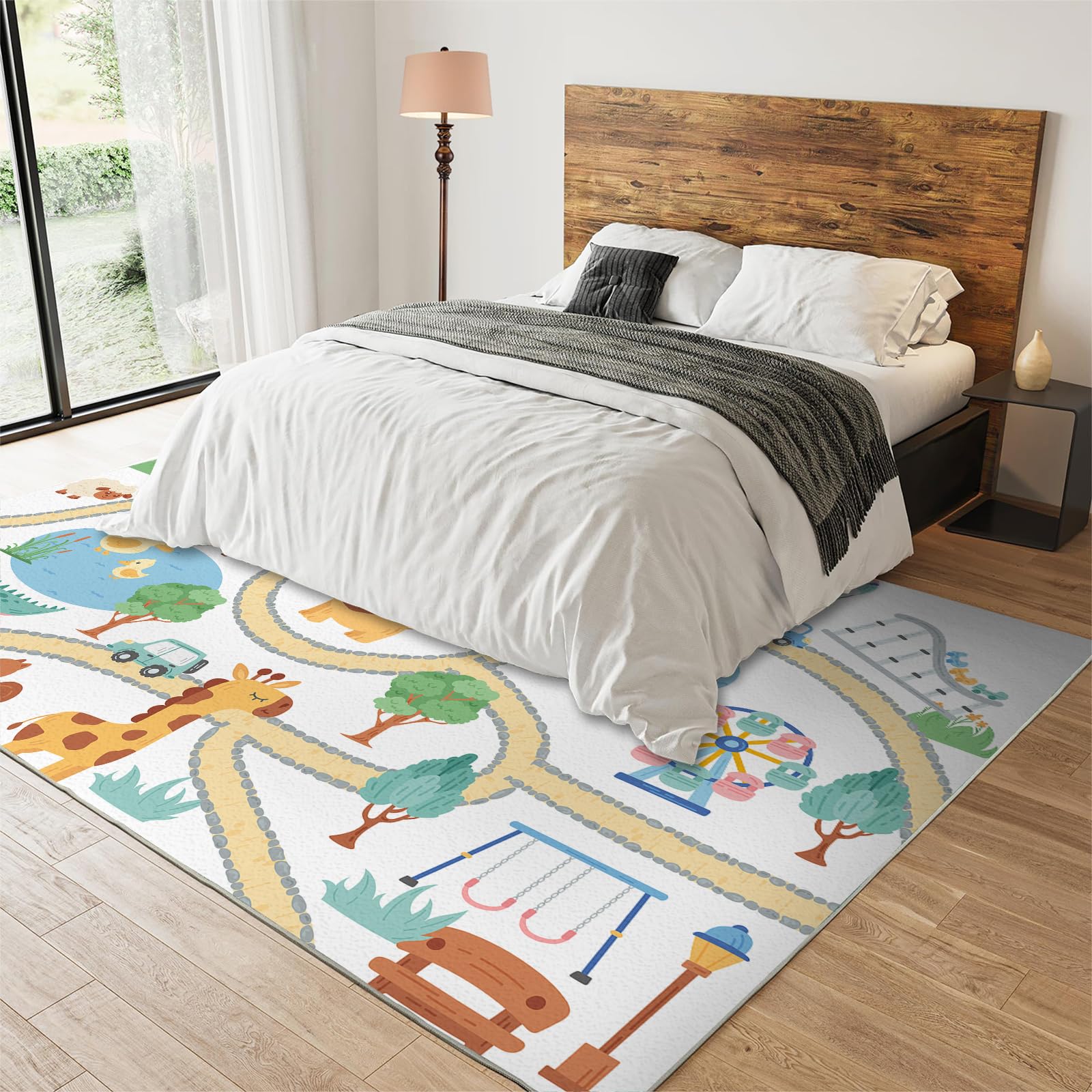 5x8 Kids Play Mat - Non-Slip Washable Road Design Rug for Toddlers | Playroom, Nursery & Bedroom Decor | Perfect for Indoor Playtime & Learning Activities