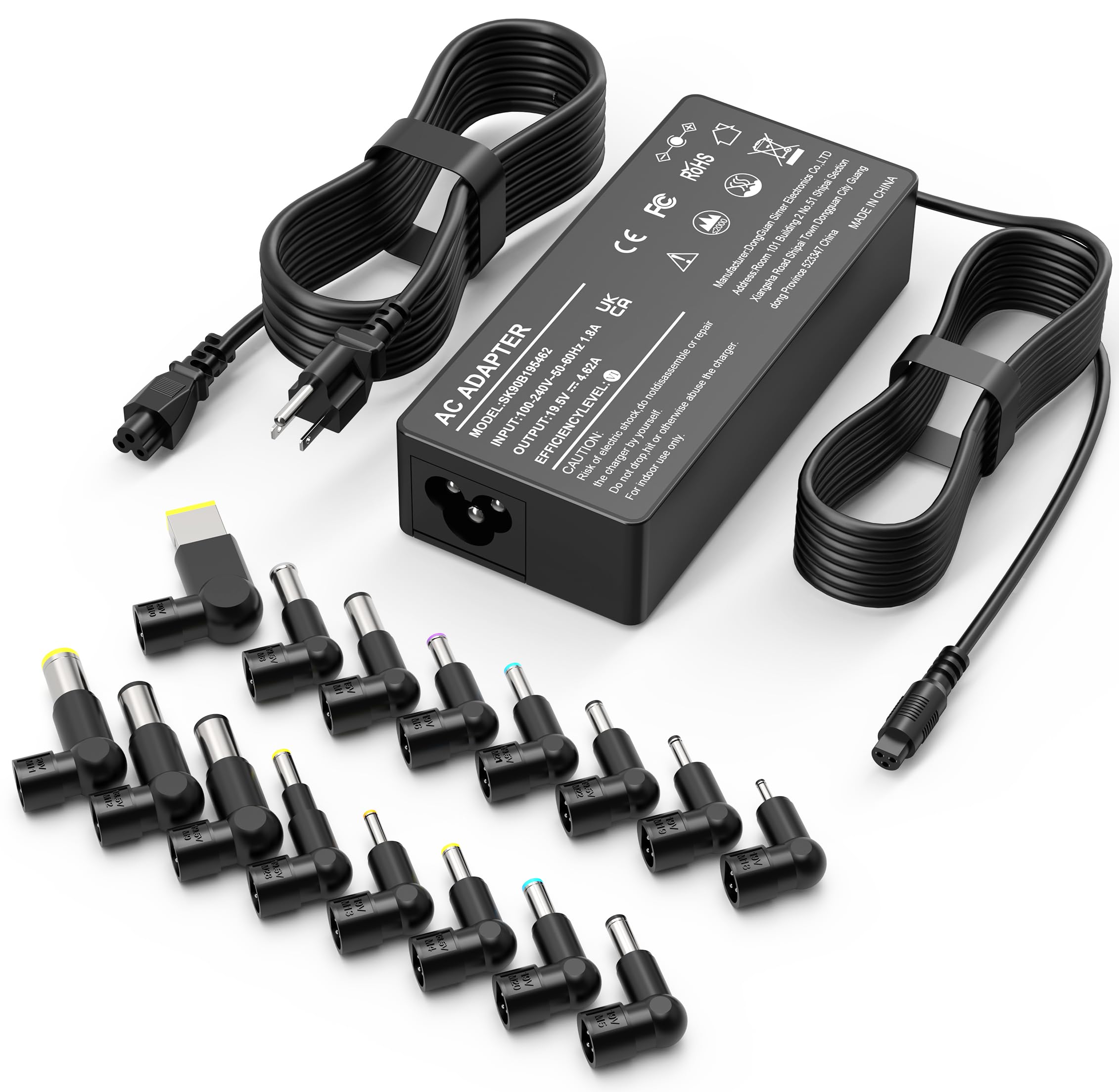 90W Universal Laptop Charger Replacement for HP Lenovo Dell Acer Asus Toshiba Gateway Samsung - 16 Tips AC Adapter Power Cord for Notebook Ultrabook Chromebook - Perfect for Home Office Travel & Business Use