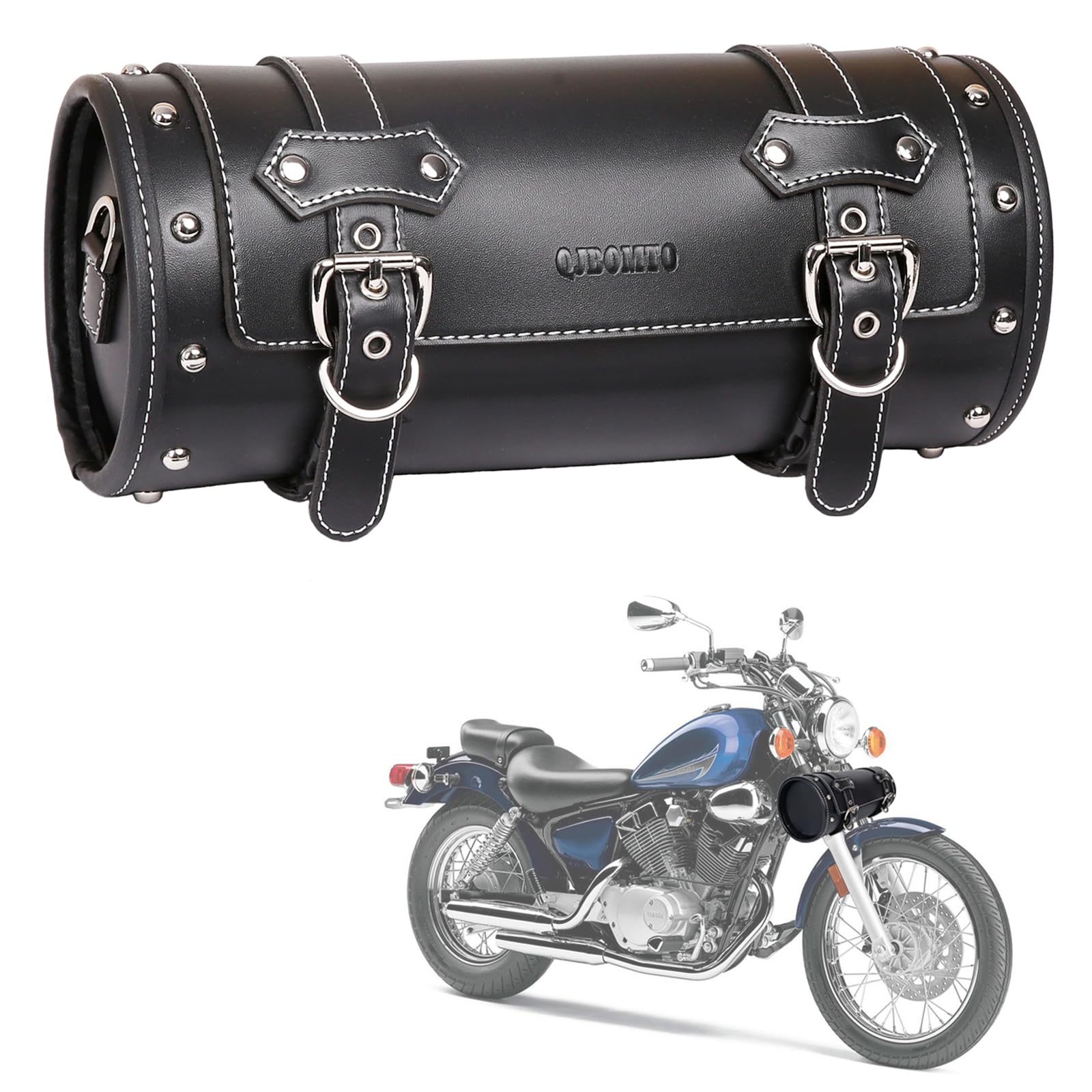 Universal Motorcycle PVC Leather Tool Bag - Fork & Handlebar Storage for Rides