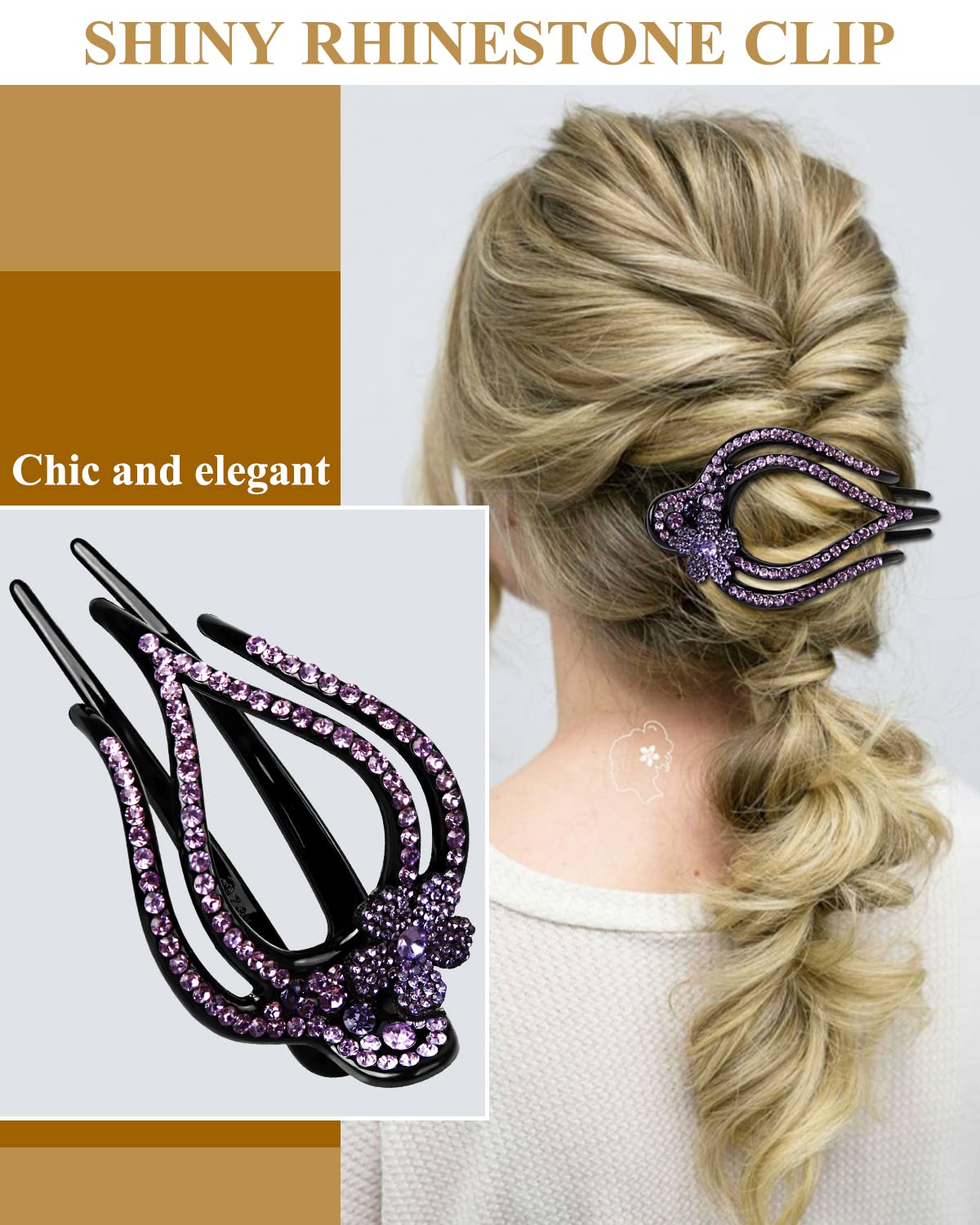**Large Duckbill Hair Clips for Thick Hair – Rhinestone Ponytail Claw Clip for Women & Girls – Stylish Alligator Hair Pins for Thin Hair – Perfect for Work, Parties & Everyday Use**
