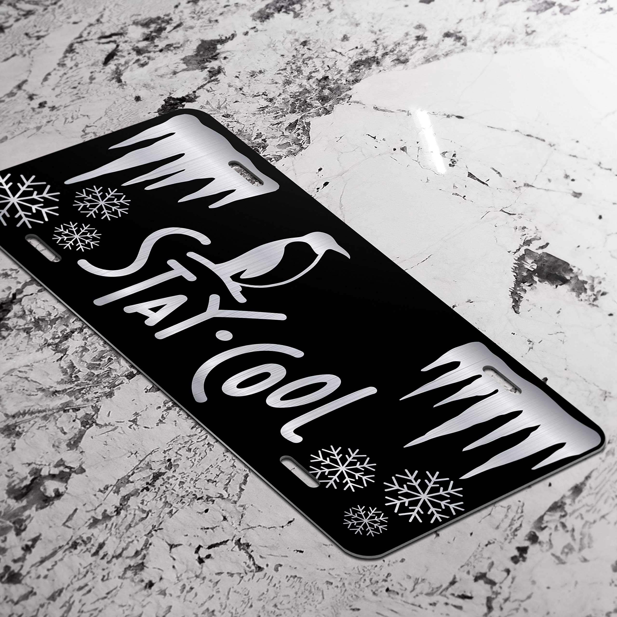 Stay Cool Penguin Vanity Front License Plate Tag KCE327 - Fun Car Accessory for Summer Road Trips & Beach Outings