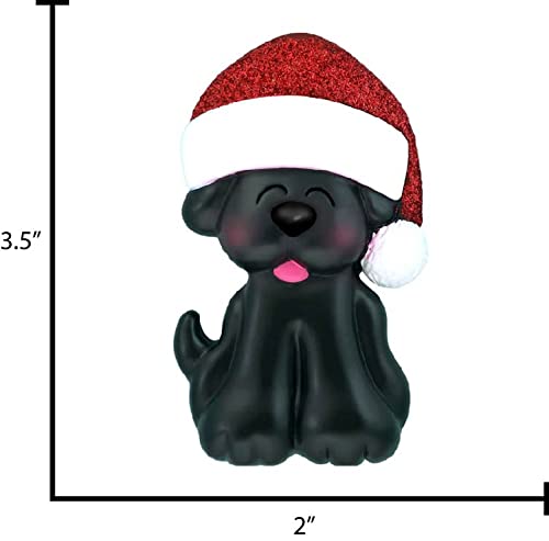 Custom Personalized Dog Christmas Ornament 2024 - Santa Hat Black Dog Ornament for Tree Decorations | Unique Pet Lover Gift | Holiday Home Decor & Christmas Tree Decoration
