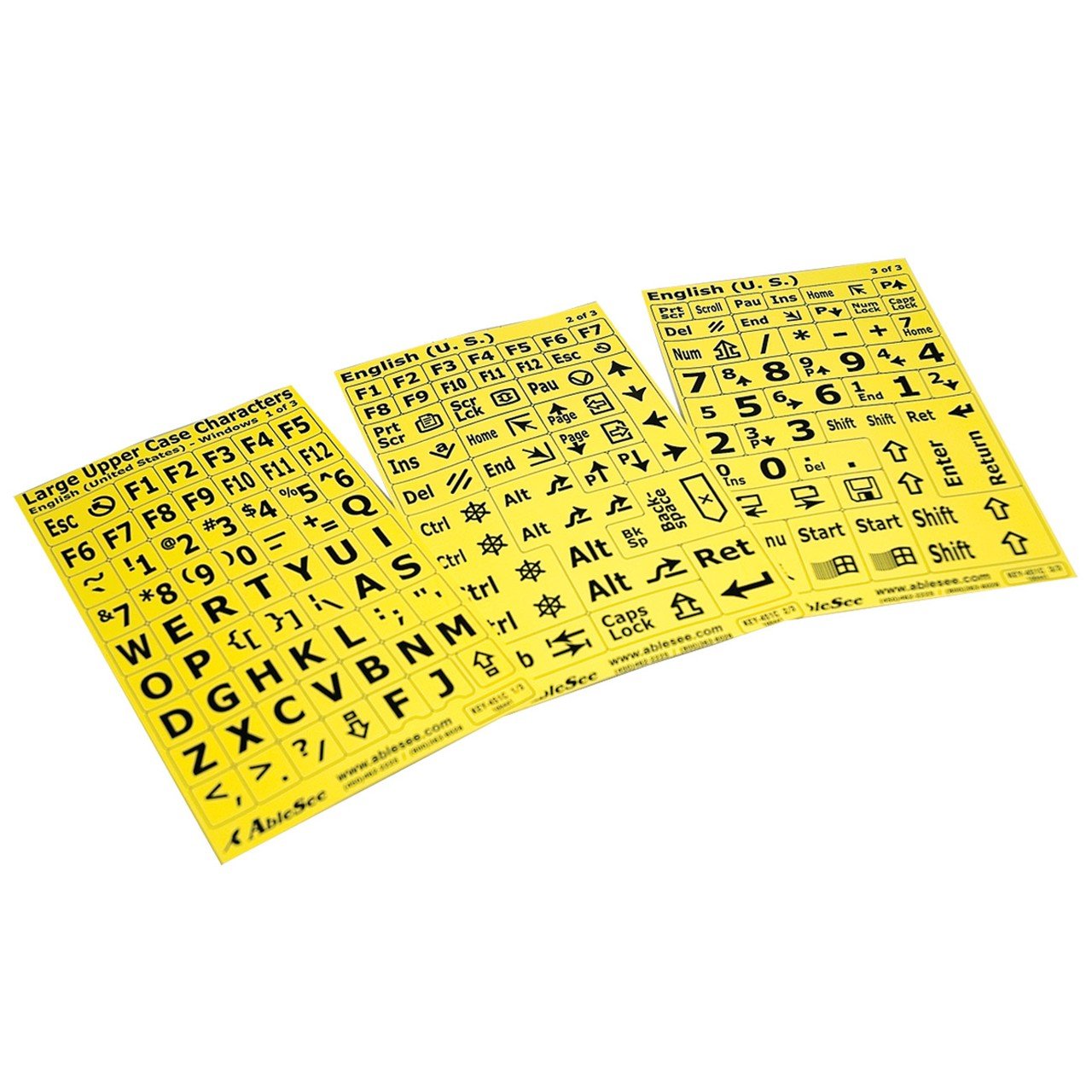 Computer Keyboard Labels - Black Characters on Yellow Background | Durable Stickers for Office, School & Home Use | Easy Installation for Laptops & Desktops