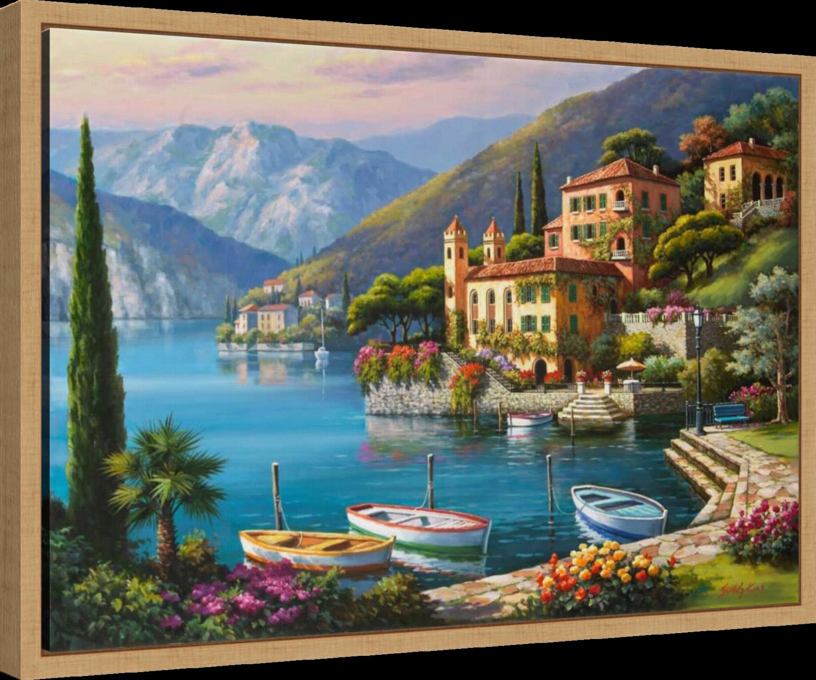 Amanti Art Framed Canvas Wall Art 16x23 - Villa Bella Vista Landscape Painting by Sung Kim, Modern Home Decor for Living Room, Bedroom, Bathroom & Kitchen | Perfect for Housewarming Gifts & Interior Design