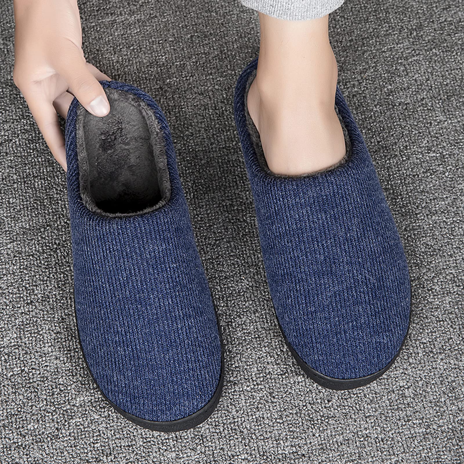 Cozy Wool-Blend Non-Slip House Slippers for Men & Women - Warm Indoor Fuzzy Slippers for Home, Office & Relaxation