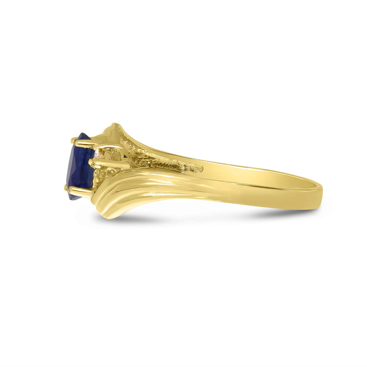 14K Yellow Gold Sapphire and Diamond Ring for Women - Elegant Engagement, Wedding, or Anniversary Jewelry Gift