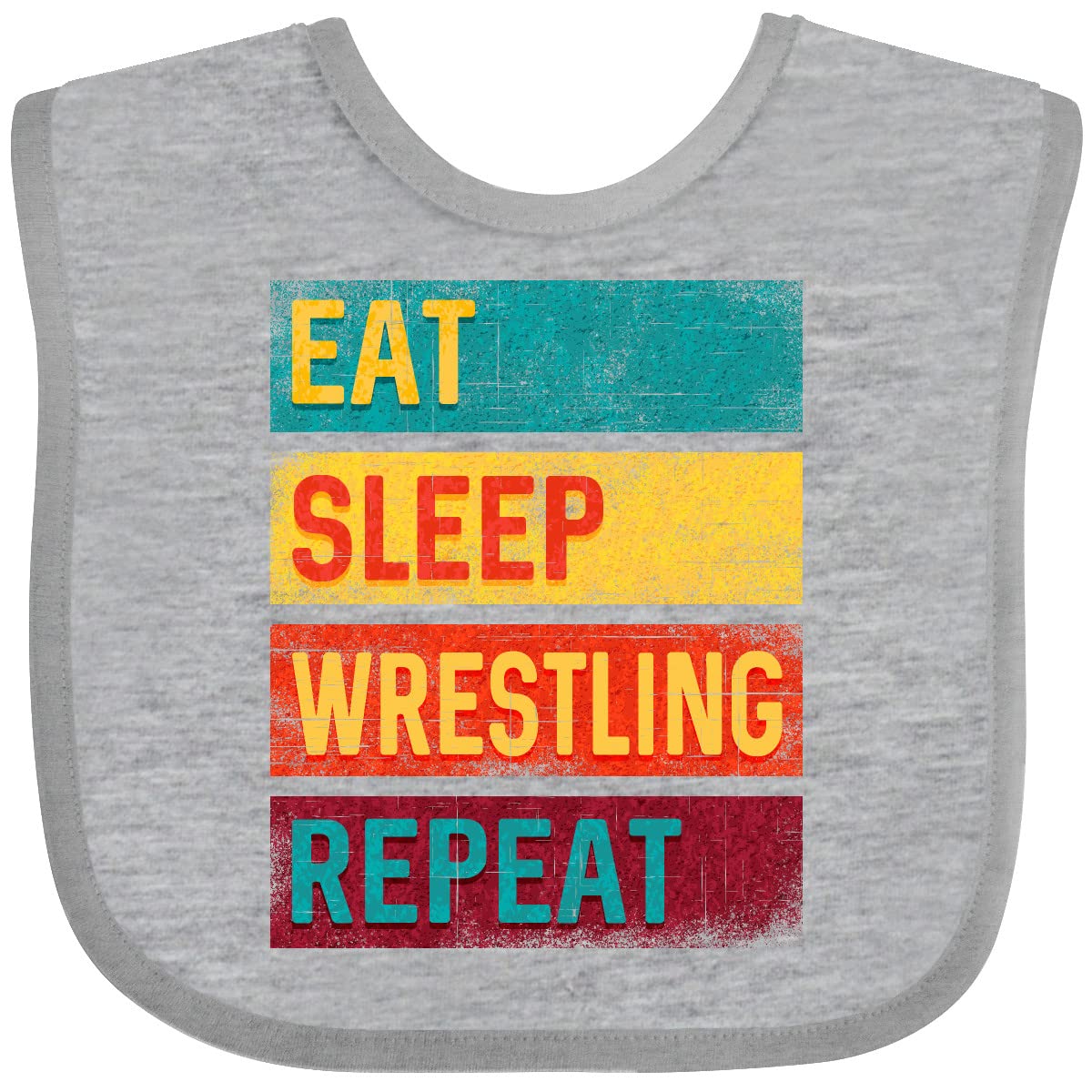 Inktastic Eat Sleep Wrestling Repeat Baby Bib - Soft Cotton Drool Bib for Infants & Toddlers - Perfect for Wrestling Fans, Mealtime, Playtime, and Everyday Use