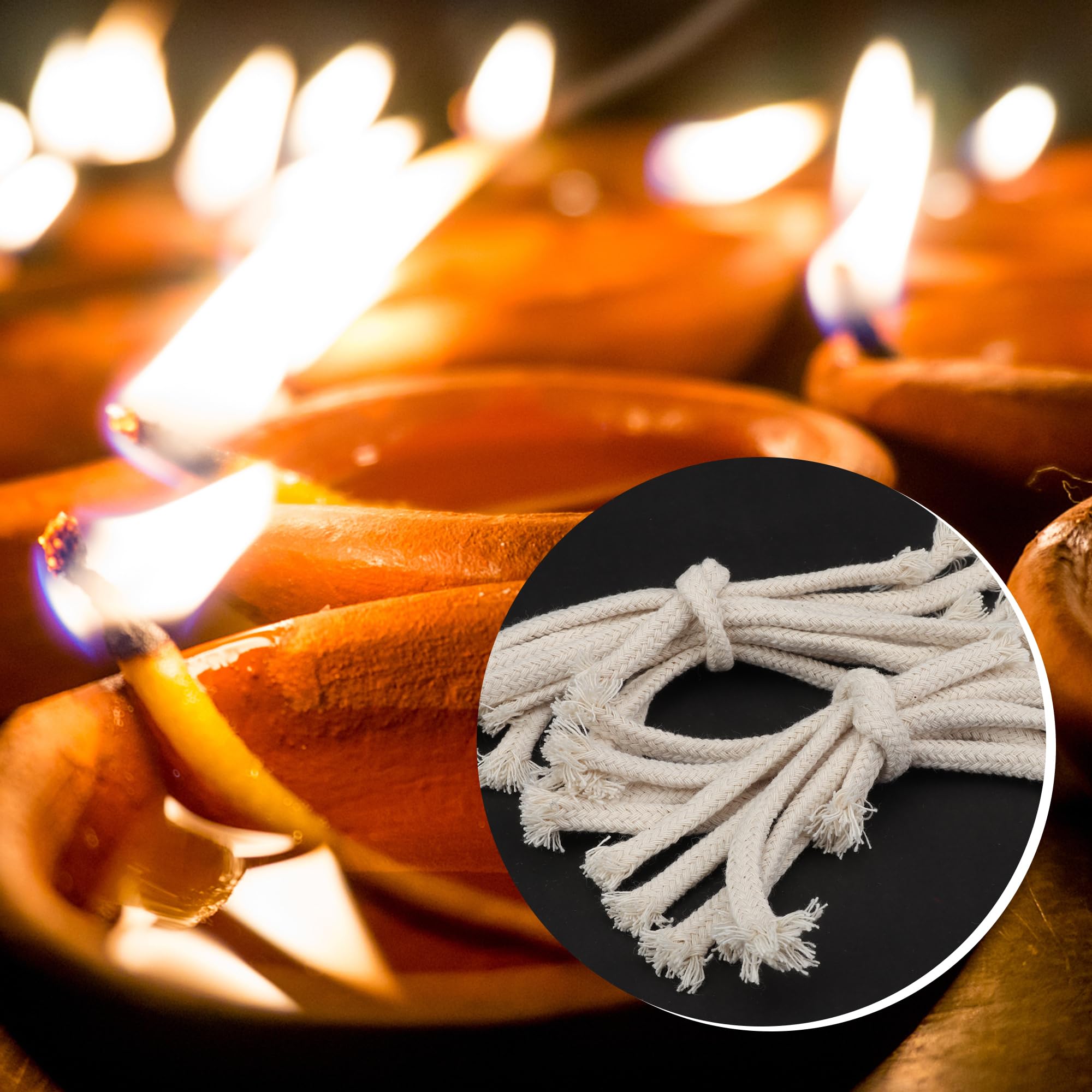 SWATOM 40-Pack 1/4 Inch Round Cotton Oil Lamp Wicks - Premium Replacement Wicks for Tiki Torches, Alcohol Candle Burners, Lampberger Kerosene Lamps & Dietz Oil Lanterns - Perfect for Outdoor Lighting, Camping & Emergency Preparedness