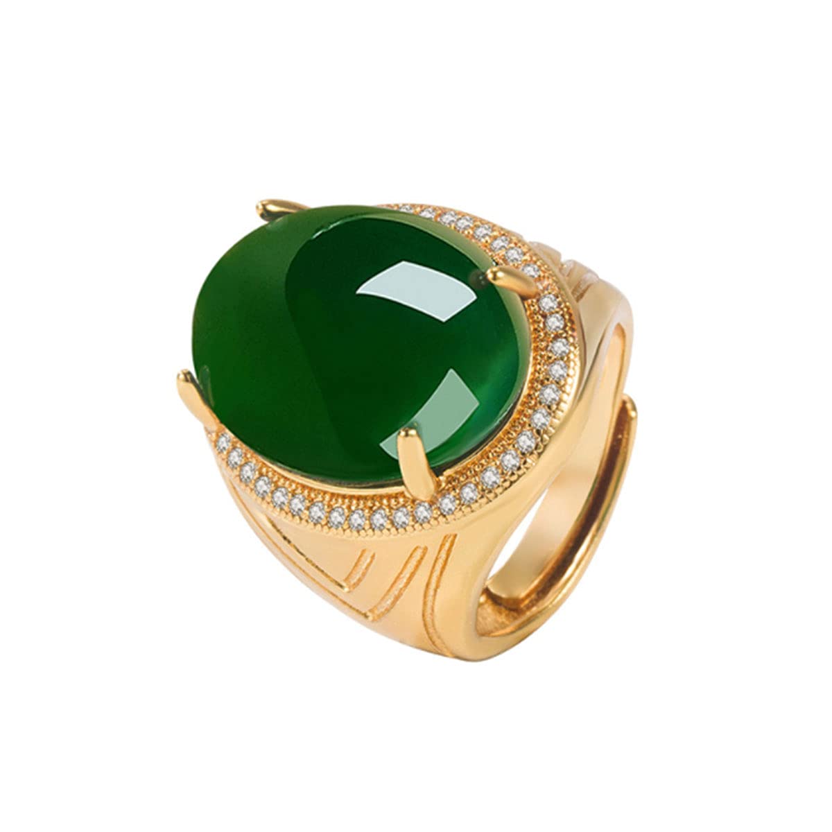 Vintage Green Chalcedony Ring for Women - 925 Sterling Silver or 14K Gold Plated Wedding Band, Anniversary Gift, Boho Jewelry for Everyday Wear & Special Occasions