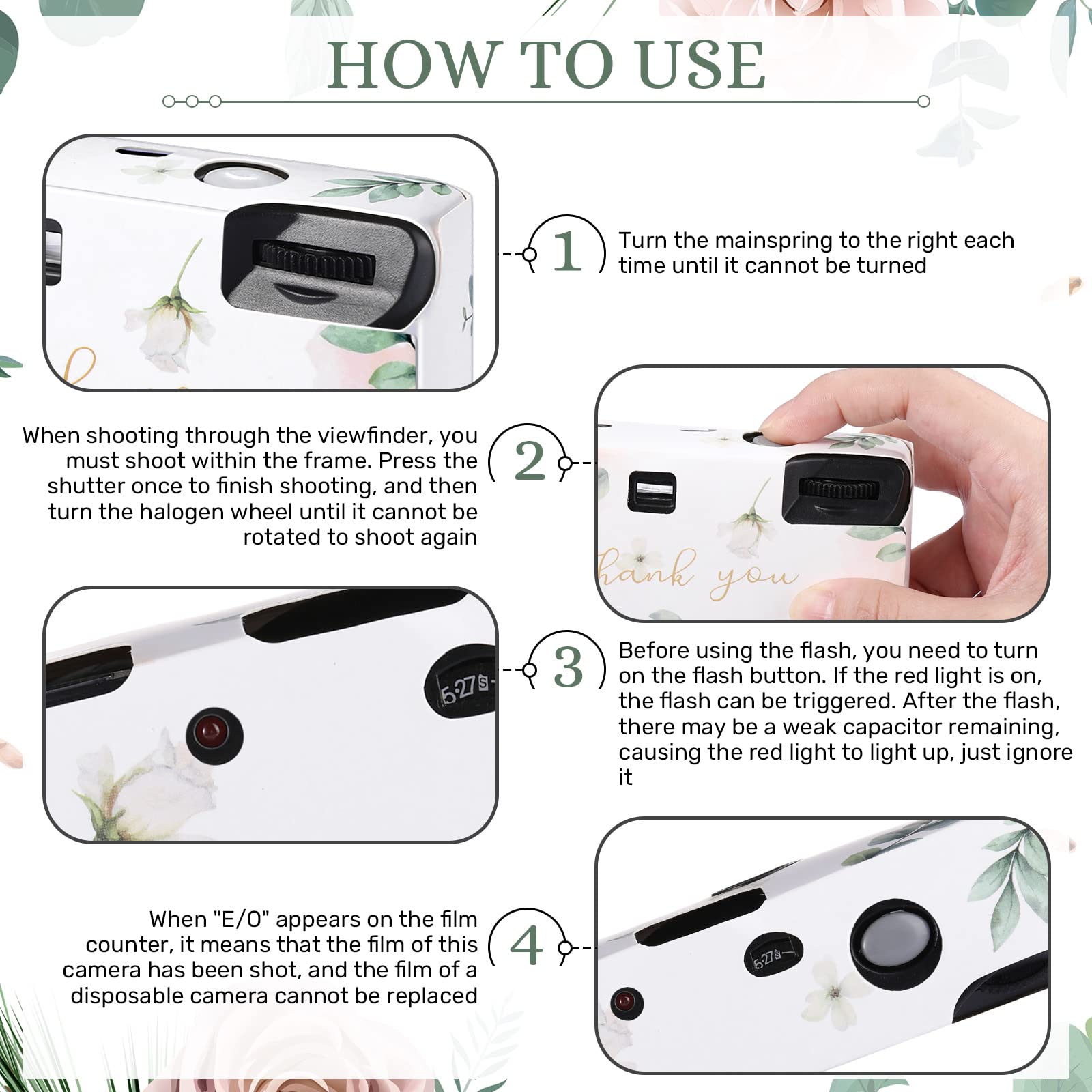 Treela 6 Pack Disposable 35mm Film Camera with Flash - Single Use Wedding, Bachelorette, Birthday, Concert, Travel, Anniversary Party Supplies & Vacation Gifts (Eucalyptus Leaf) | Perfect for Capturing Memories at Special Events & Travel Adventures