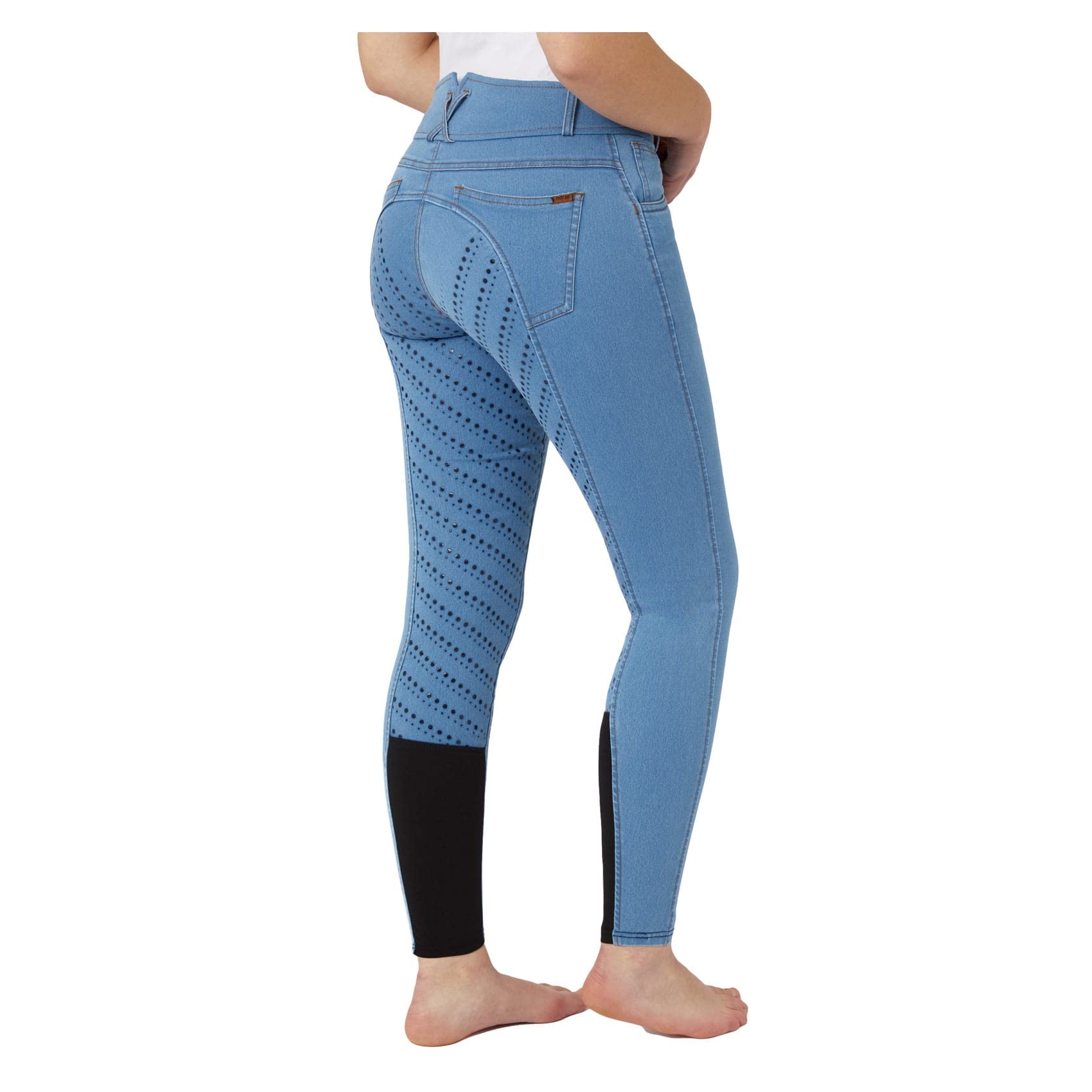 HORZE Women's Denim Full Seat Breeches - Equestrian Riding Pants for Horseback Riding & Show Jumping