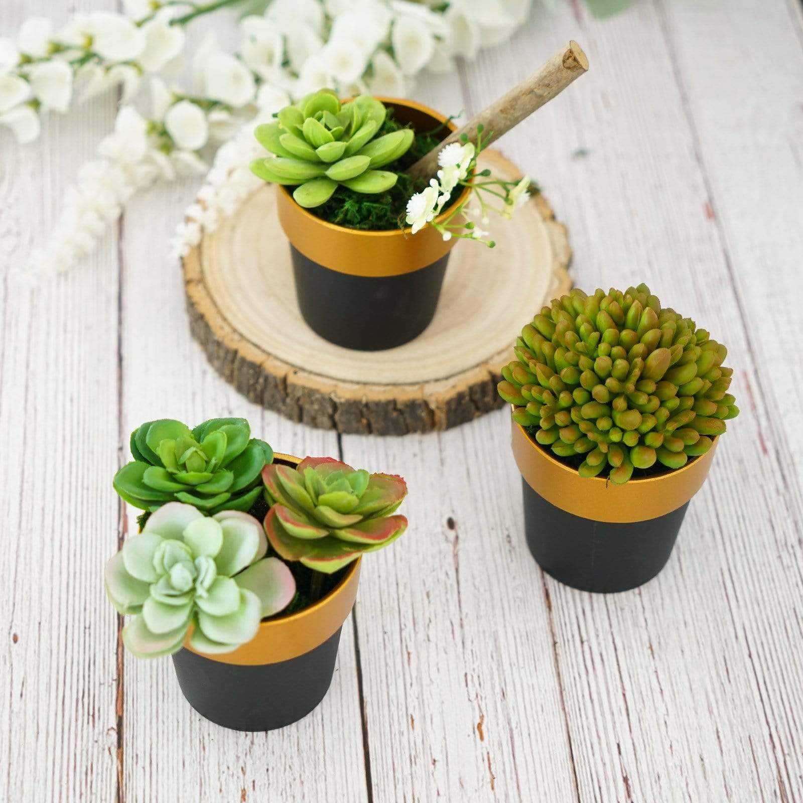 3 Pack 3 Inch Tall Metallic Round Plastic Flower Pots for Indoor Plants, Home Decor, and Garden Decorations - Perfect for Succulents, Herbs, and Small Flowers