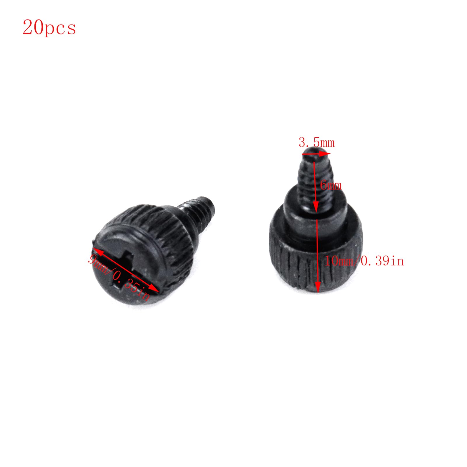 20 Pack Mewutal Black Thumb Screws for PC Computer Case - 6-32 Thread Fasteners | Ideal for PC Building, Case Maintenance & Hardware Upgrades