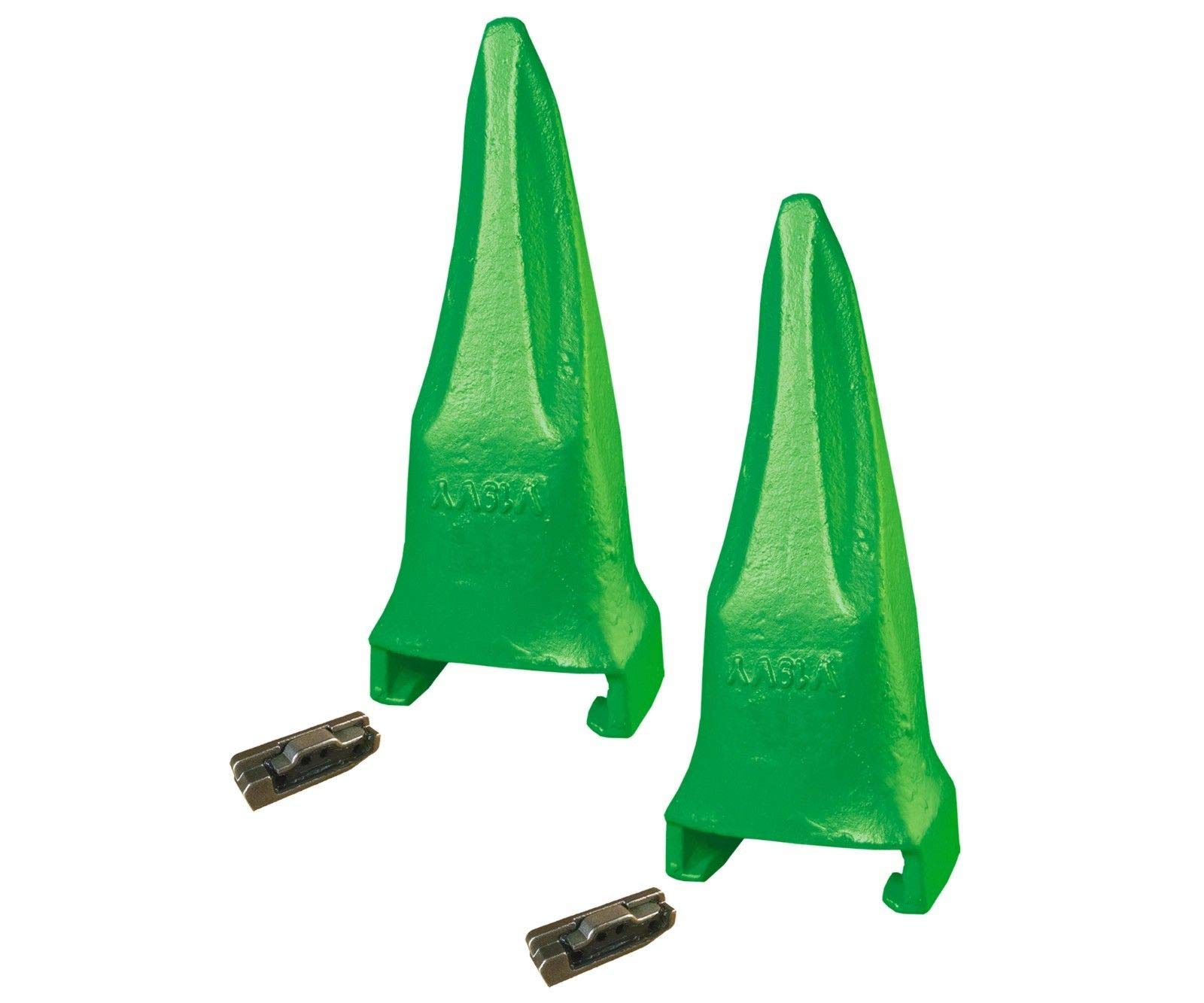 2-Pack Esco Style Super V Excavator Tiger Rock Bucket Teeth & Pins - V19VY & V23PN Replacement Parts for Heavy-Duty Excavation - Perfect for Mining, Construction, and Demolition Work