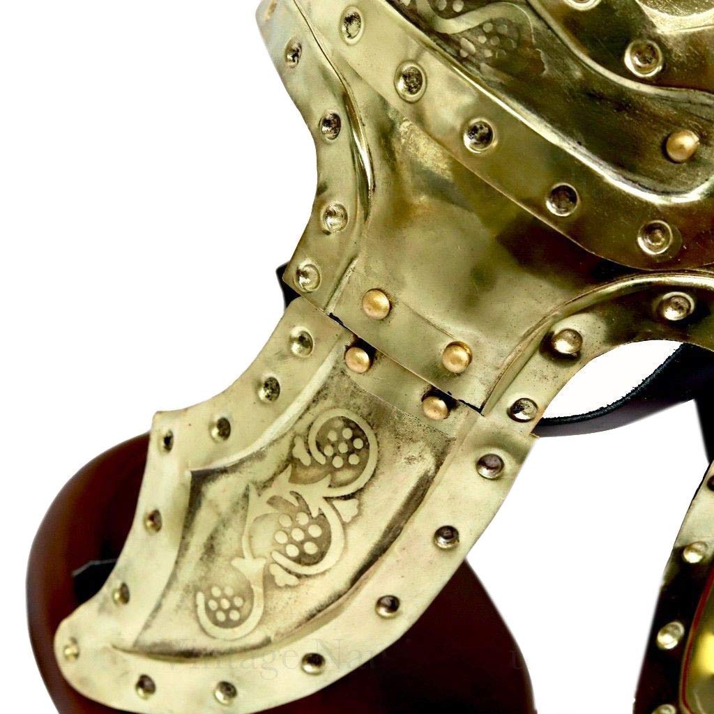 Roman Centurion Helmet - Medieval Knight Armor Costume with Red Plume & Gold Finish | Halloween Cosplay, Historical Reenactment, Theater Costume, Collectible Display